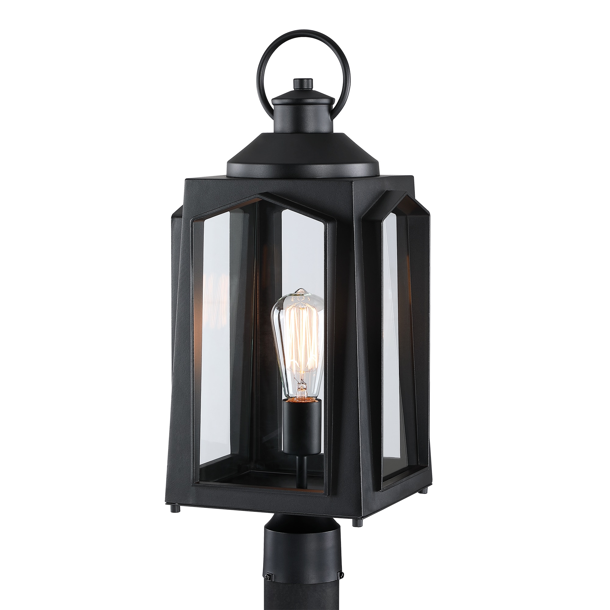 Hukoro 16.5-in Matte Black Modern/Contemporary Outdoor Light Post Lantern