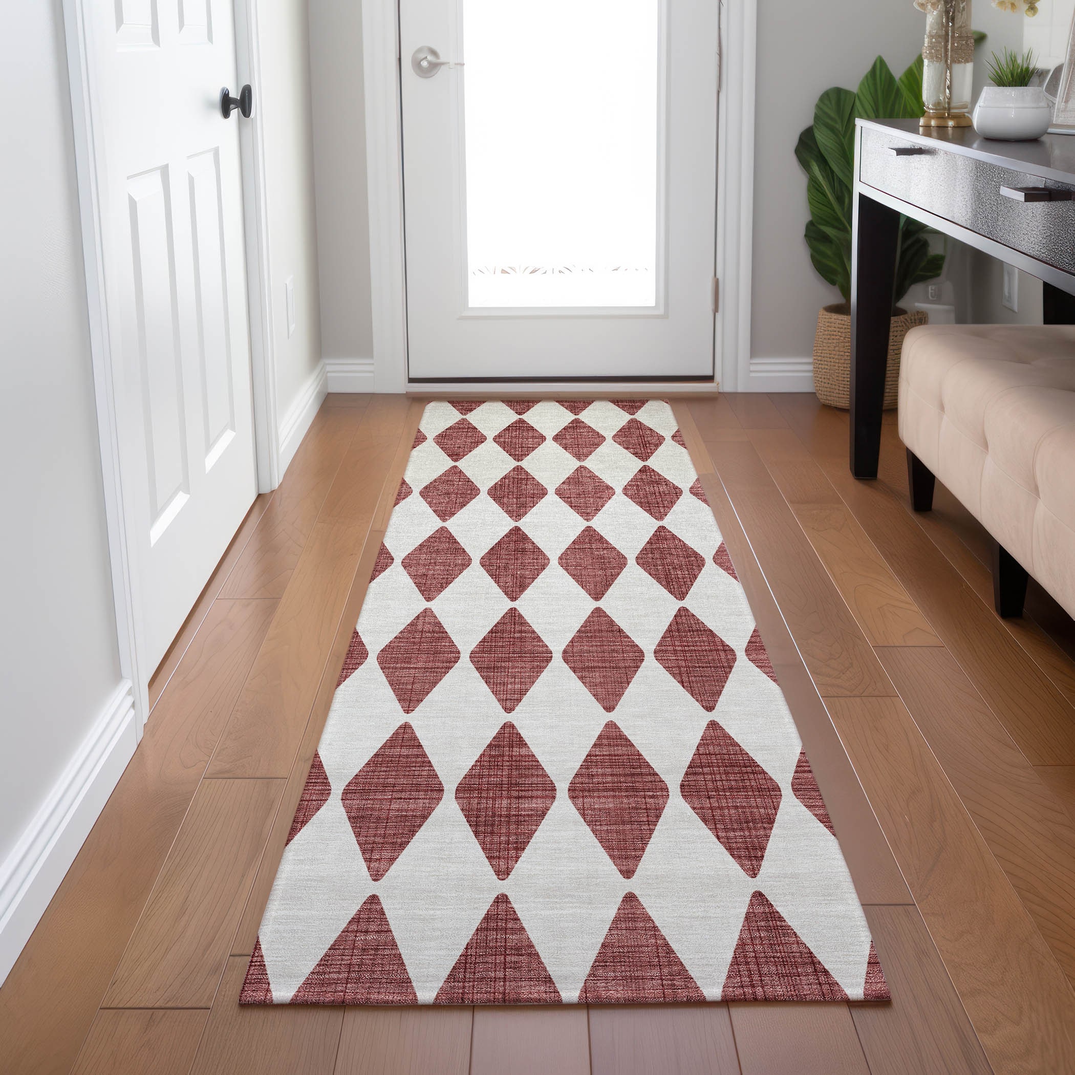 Addison Rugs ACN578BN2X8 Chantille ACN578BN 2 x 7 (ft) Polyester Burgundy Rectangular Indoor/Outdoor Geometric Machine washable Runner rug