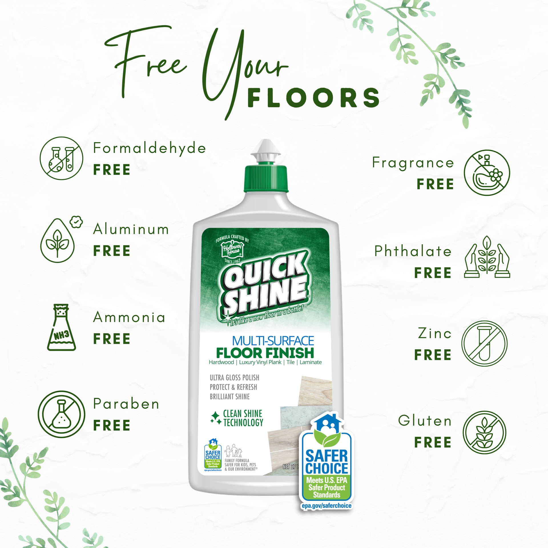 Quick Shine Floor Finish - 𝘽𝙚𝙛𝙤𝙧𝙚 𝙖𝙣𝙙 𝘼𝙛𝙩𝙚𝙧. The dull floor  you see has been buffed out and cleaned with the Holloway House Floor  Cleaner. Love the fragrance of the cleaner!!! The