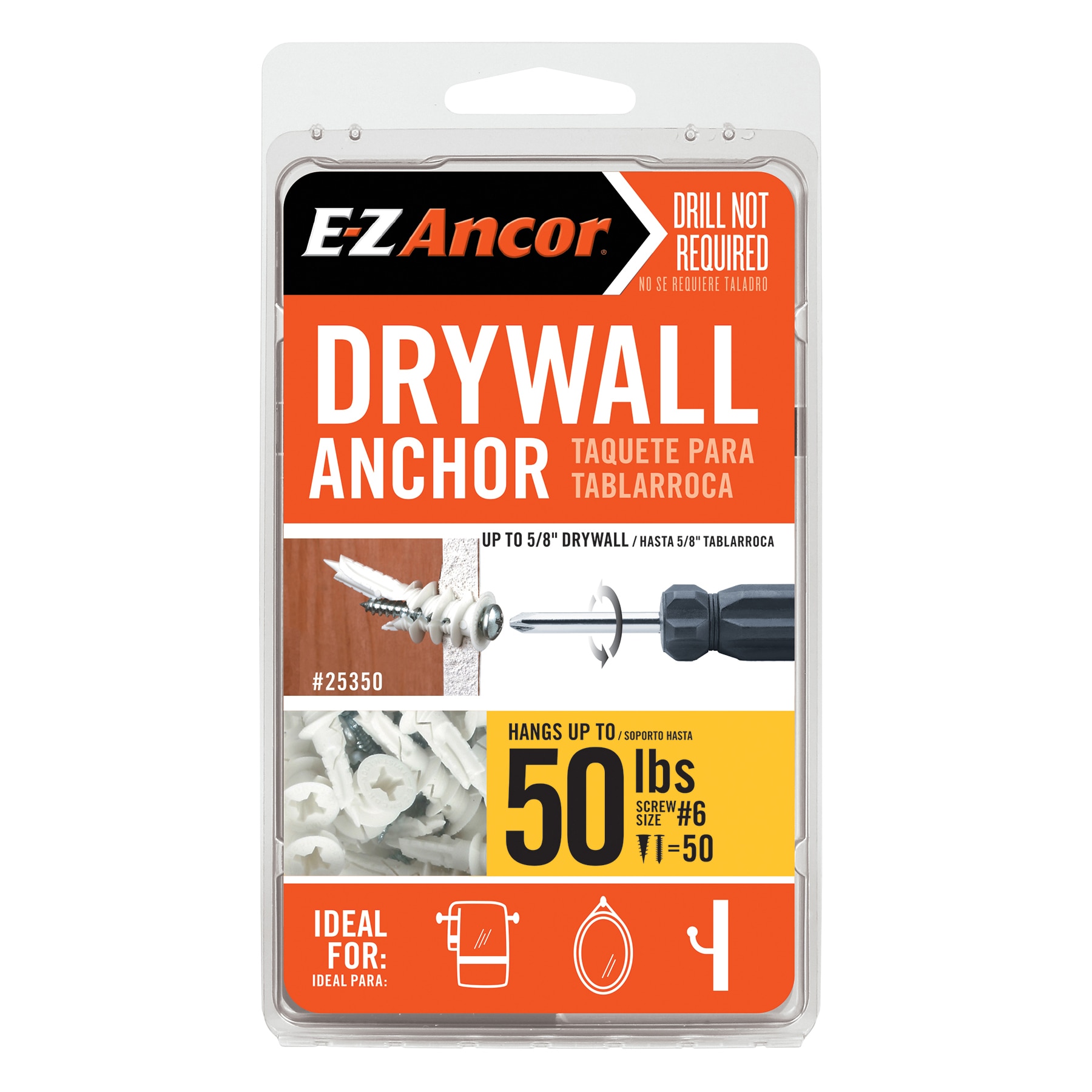E-Z Ancor 50-lb 3/8-in x 1-1/4-in Drywall Anchors with Screws Included  (50-Pack) in the Anchors department at