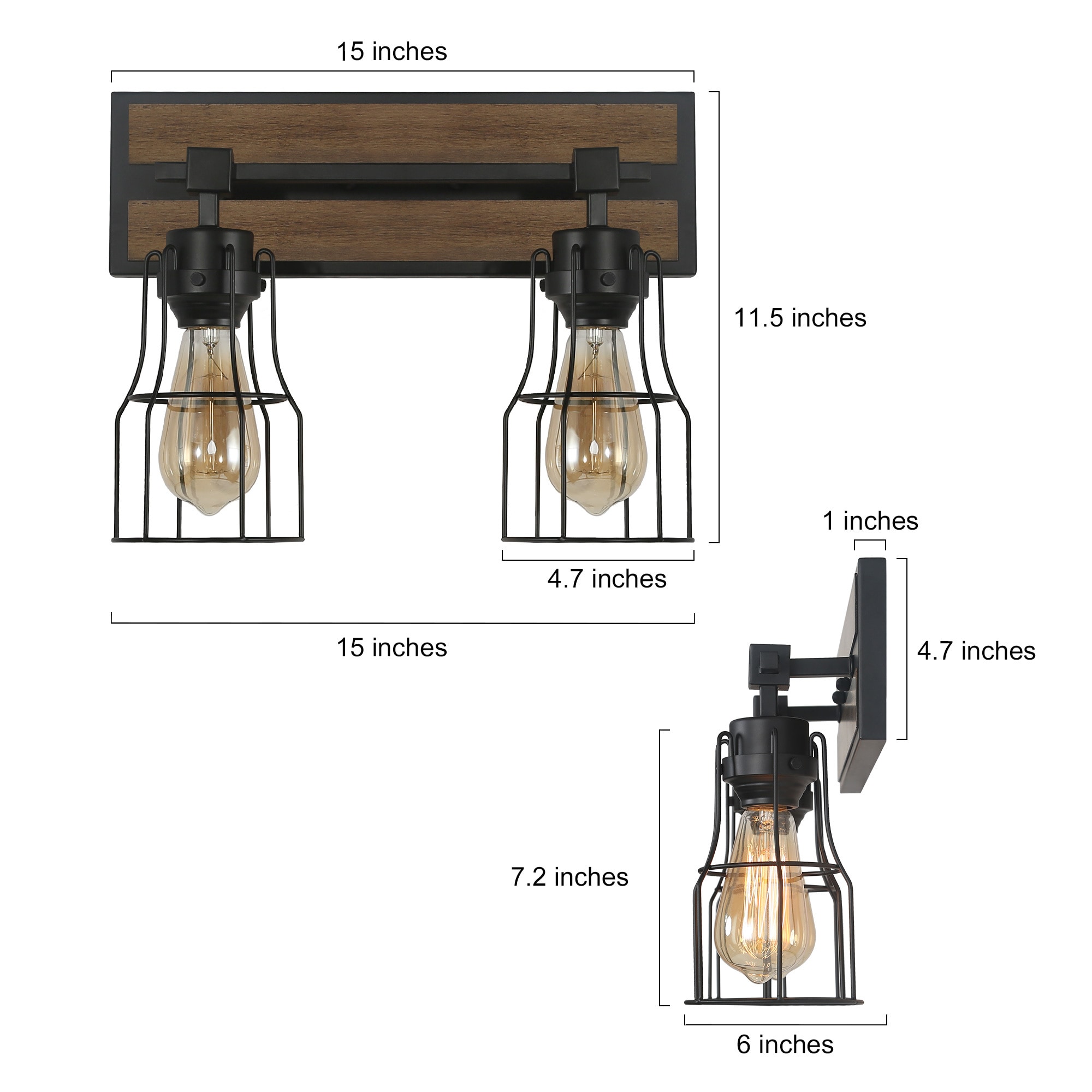 LNC Kennild 15-in 2-Light Antique Brown LED Farmhouse Vanity Light Bar ...