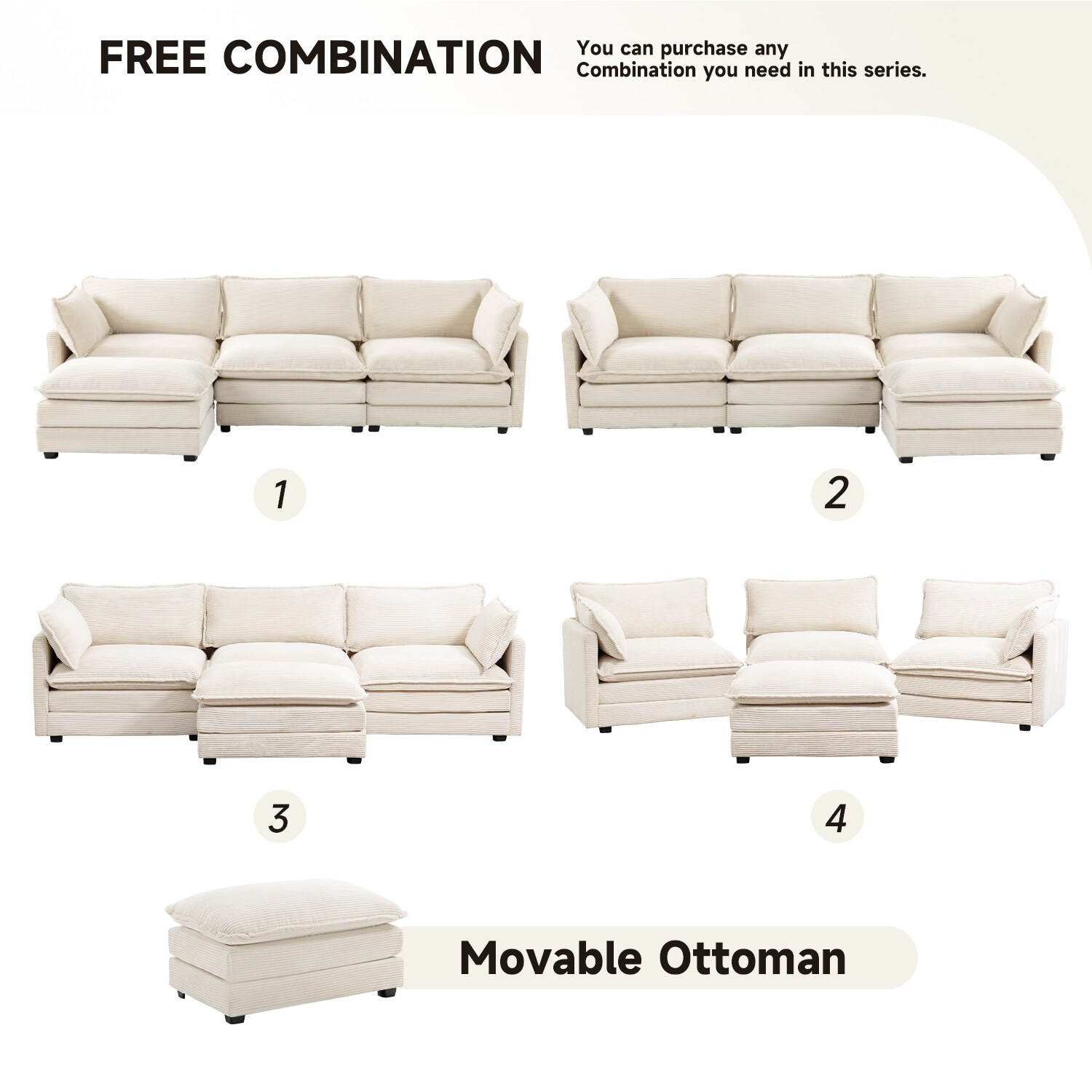 JEAREY JE-XNELD-3-BE Sofas-Loveseats - View #5