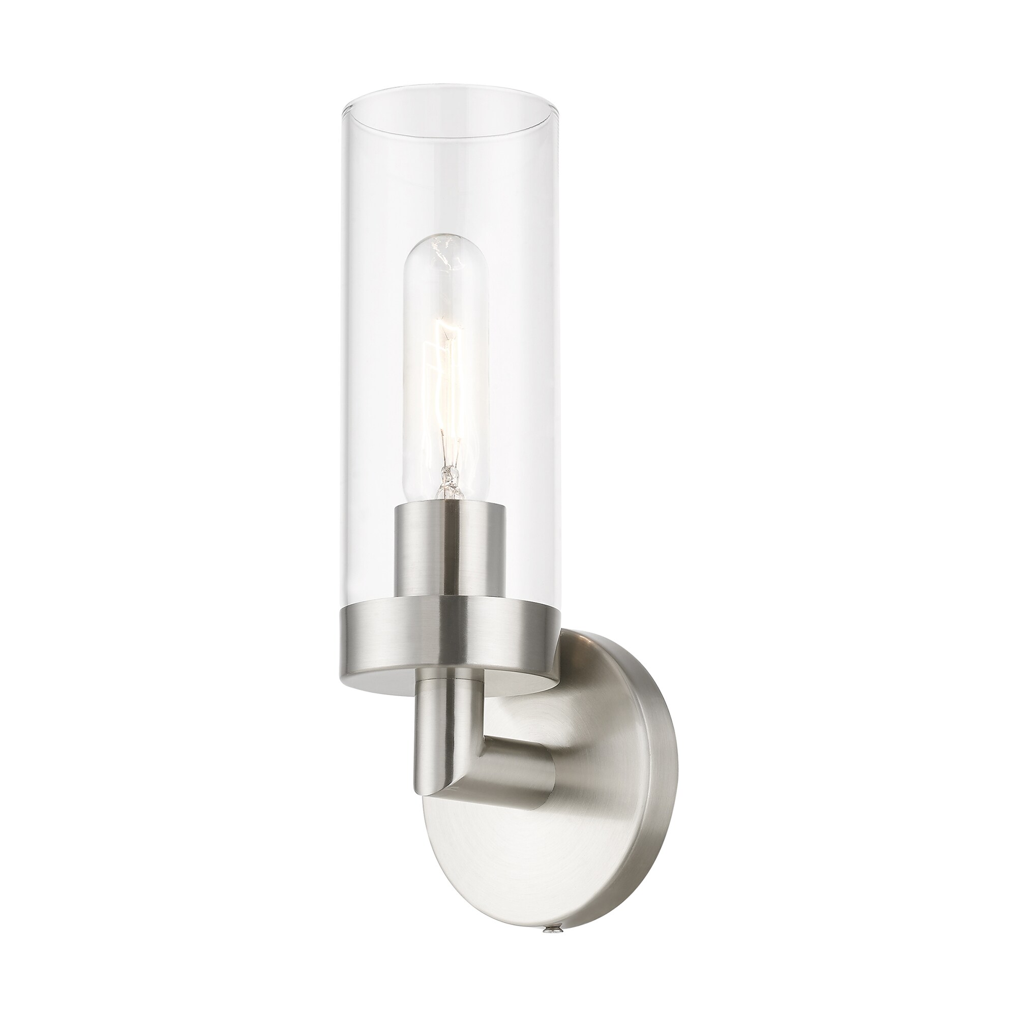 Ludlow Brushed Nickel 1-Light ADA Compliant Sconce with Clear Glass Shade