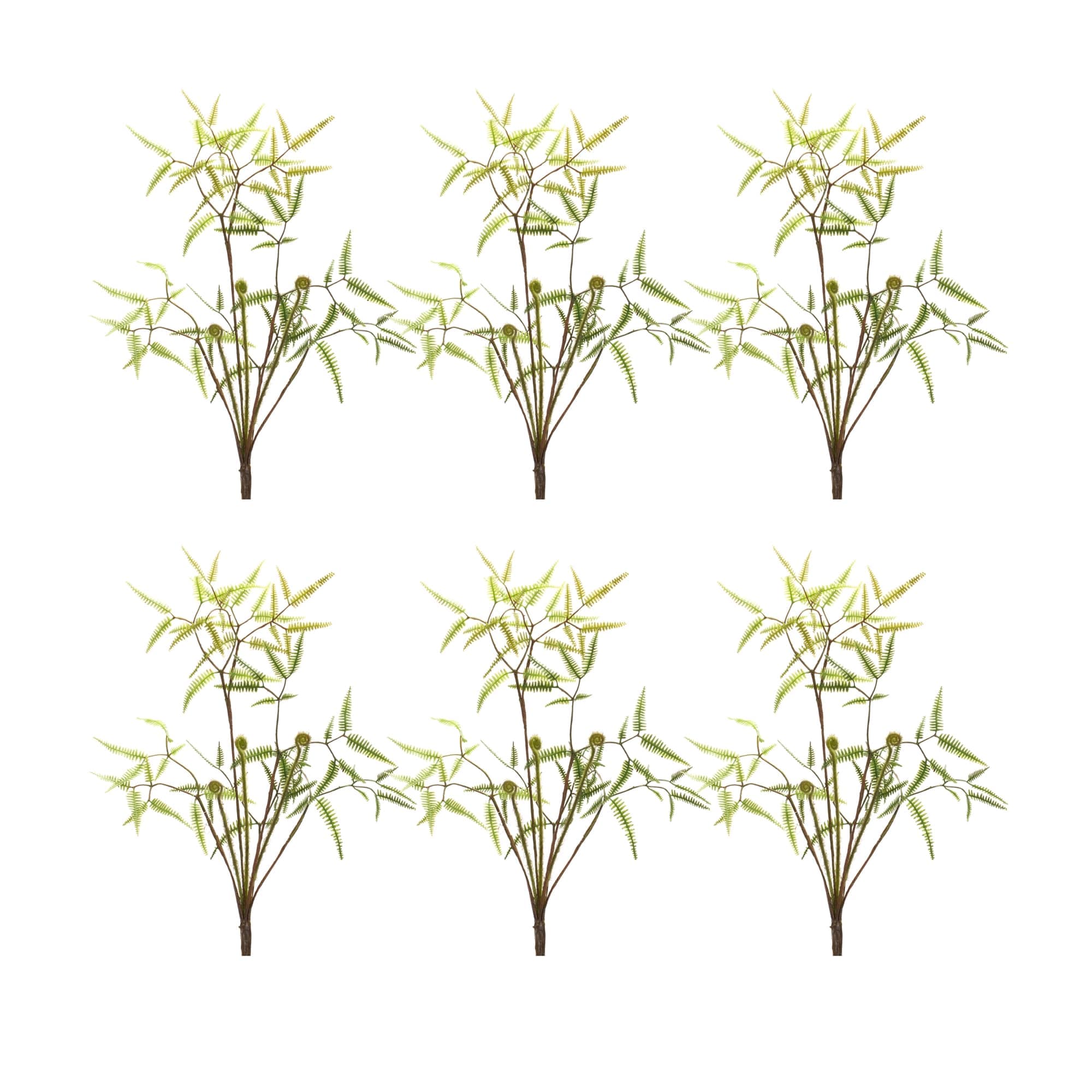 Melrose International 85358DS Mini Fern Bush (Set of 6) 19H Plastic