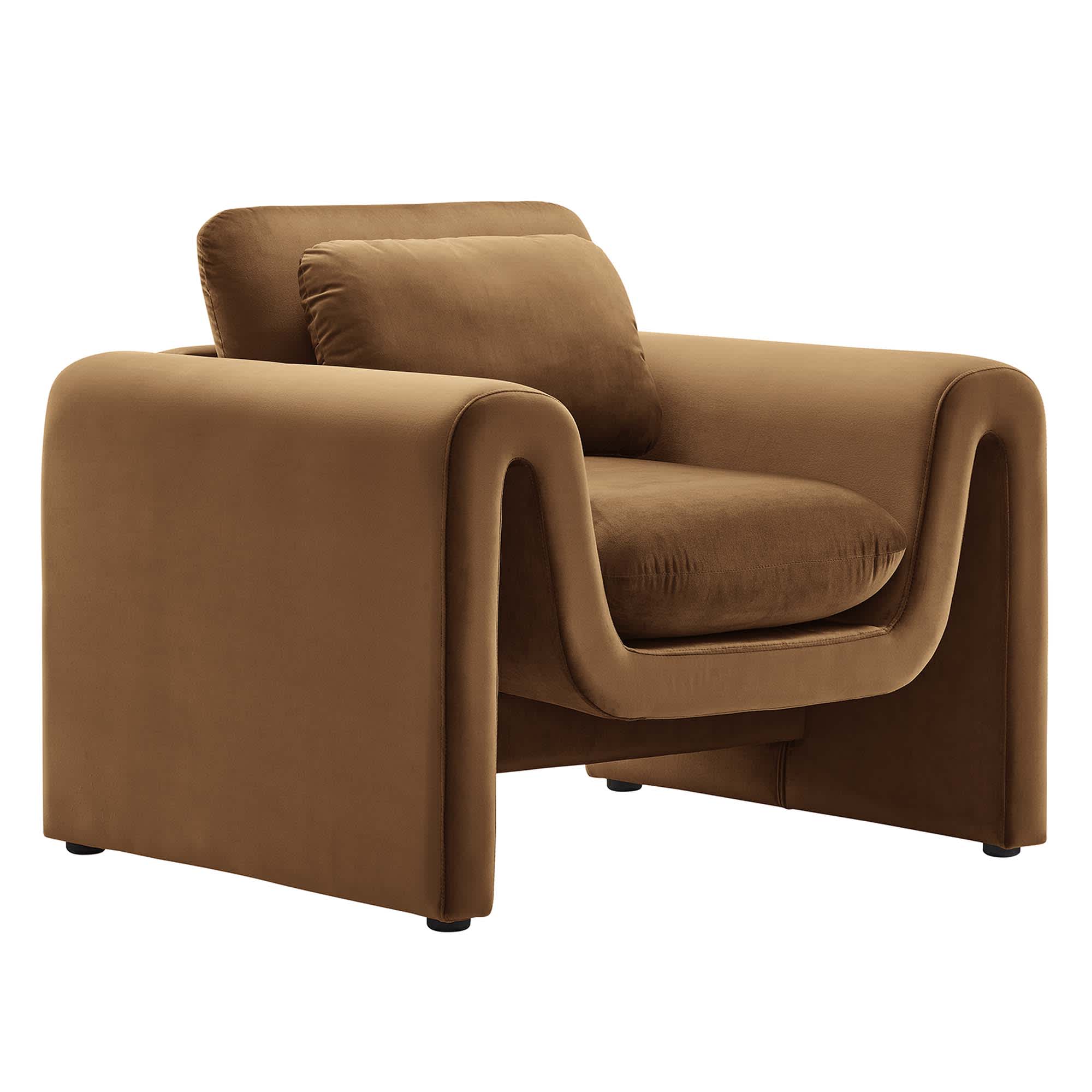  Waverly Performance Velvet Armchair in Brown