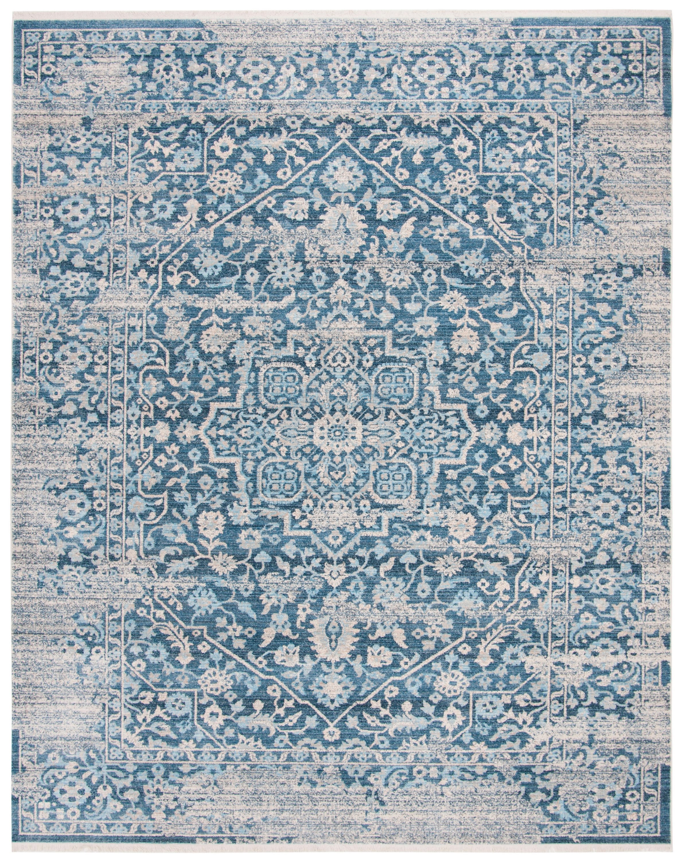 Reversible Blue Synthetic 8' x 10' Rectangular Area Rug