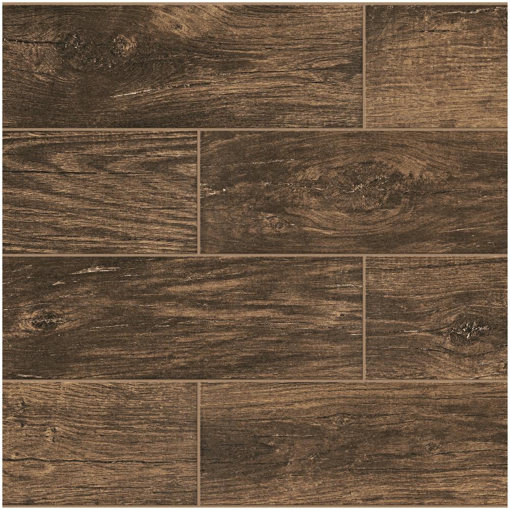 American Olean Harvest Grove 15-Pack Cherry 6-in x 24-in Matte Porcelain Stone Look Floor and Wall Tile