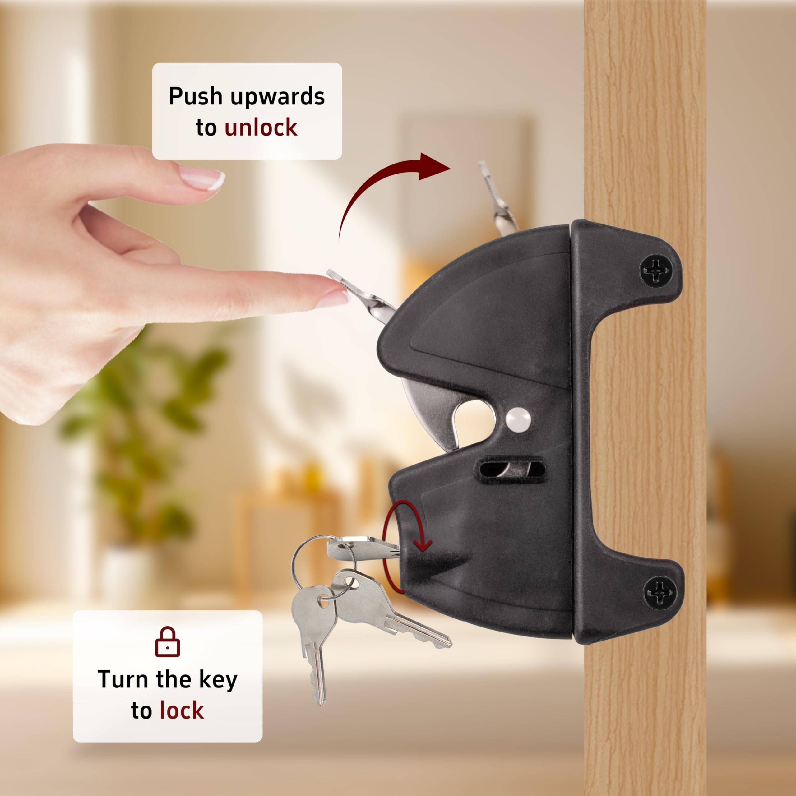 Etokfoks Self Locking Gate Latch with Key Lock Black Finish Hardware ...