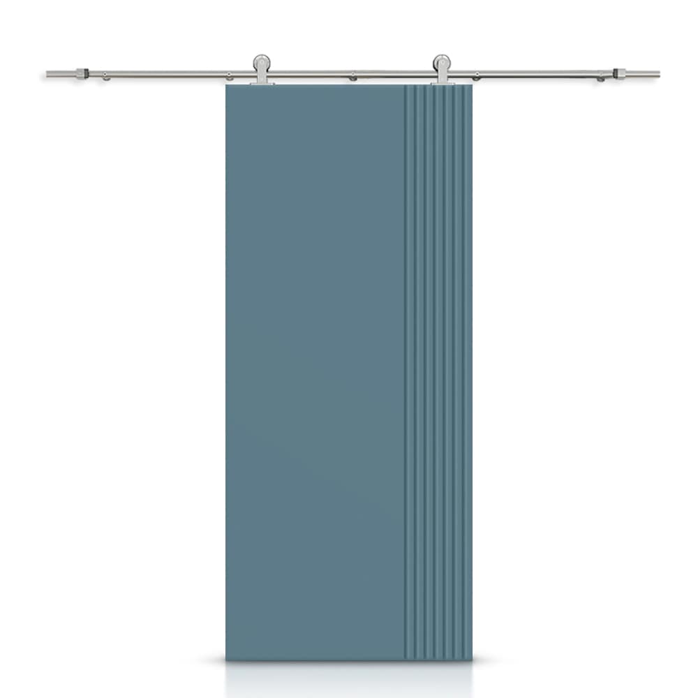 CALHOME SS79+MD-230-96X30-BP 30-in x 96-in Dignity Blue MDF Hollow core Single Barn Door (Hardware Included)