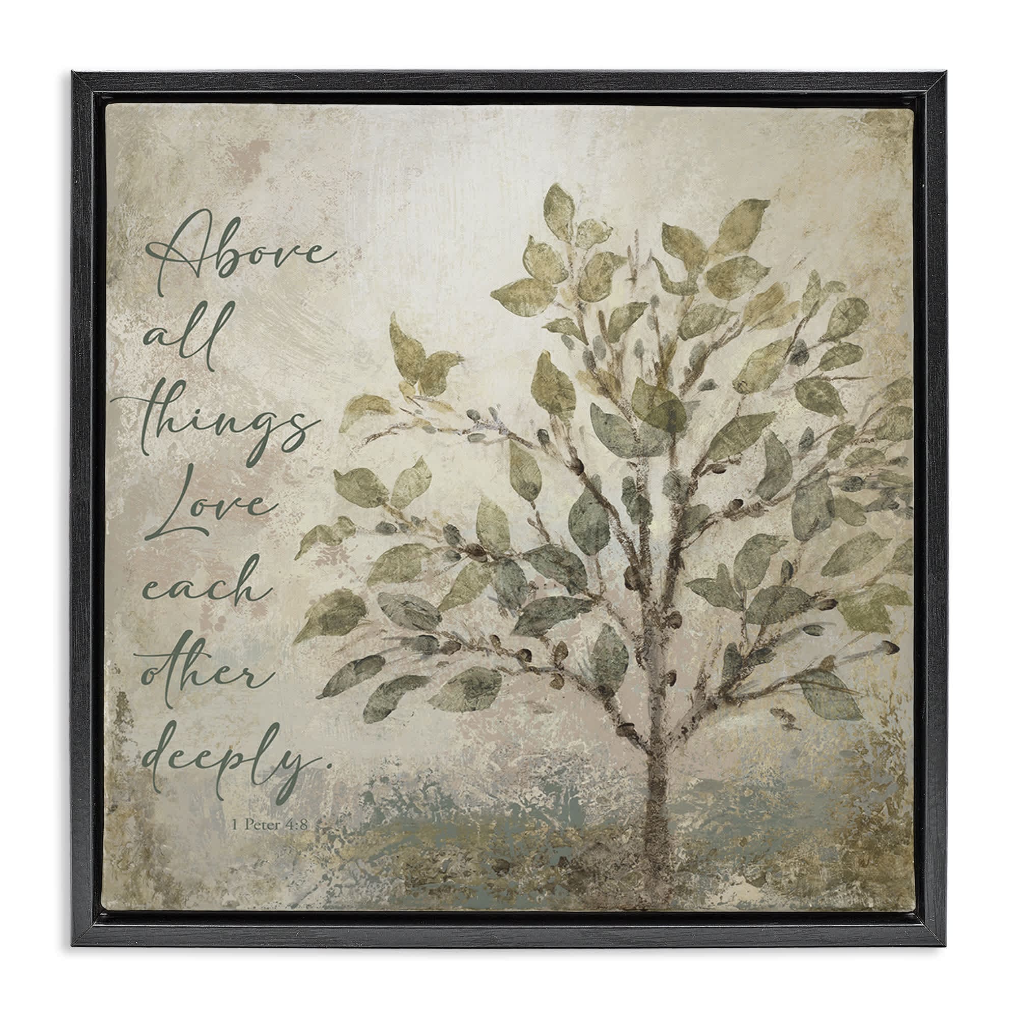 Stupell Industries BS-826-FFB-24X24 Rustic Love Each Other Deeply Floating Frame design by John Spaeth