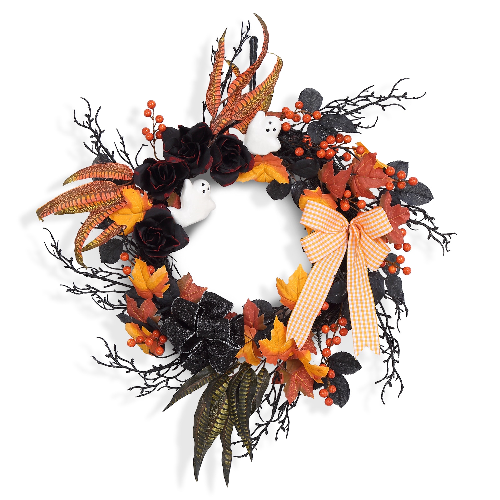 Garvee Halloween Front Door Wreath for Indoor Outdoor Wall Window Mantle 26 Inch