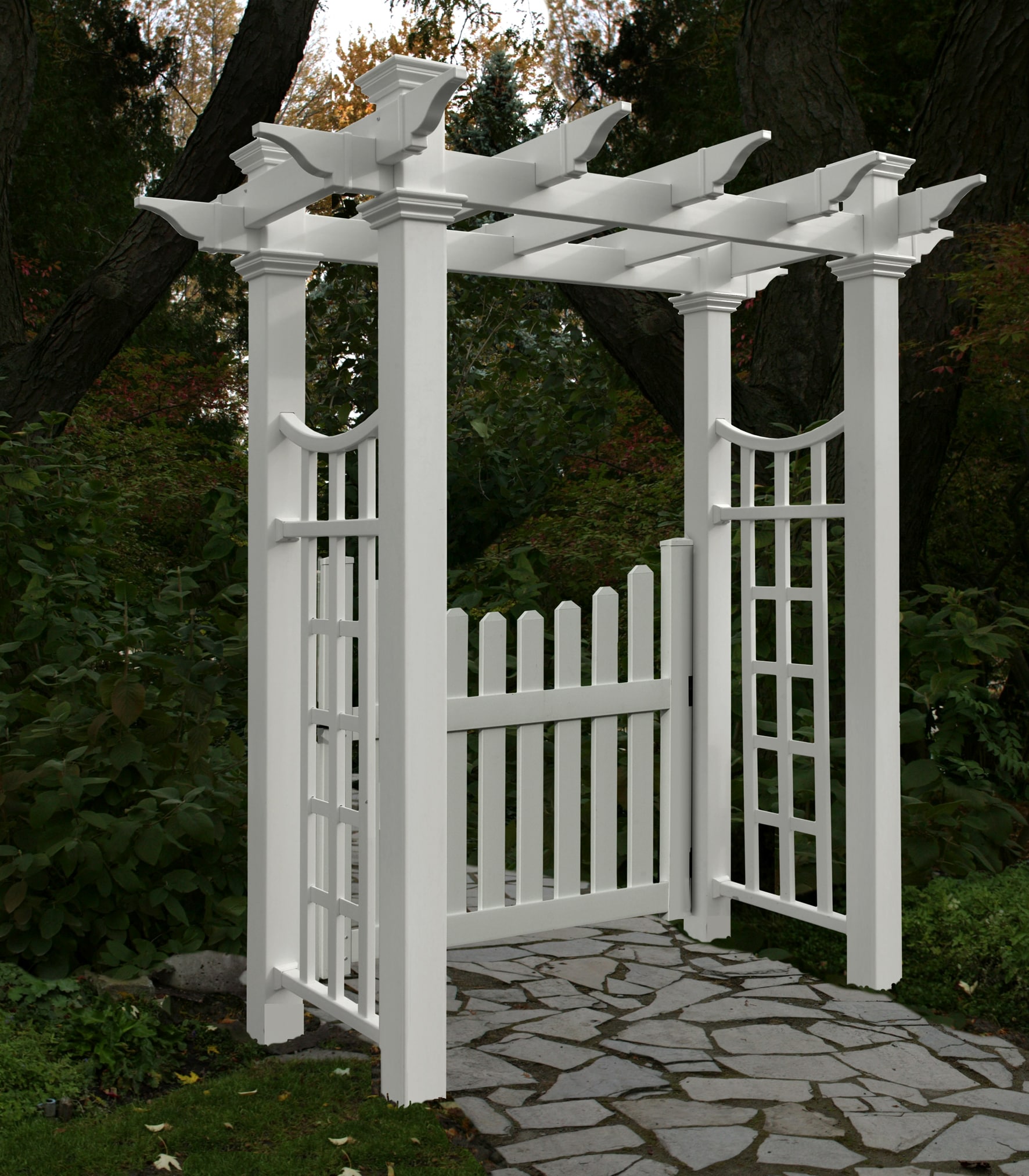 Vita VA84246 2.3-ft W x 7.7-ft H Arched CLASSIC White collection PVC Garden Arbor