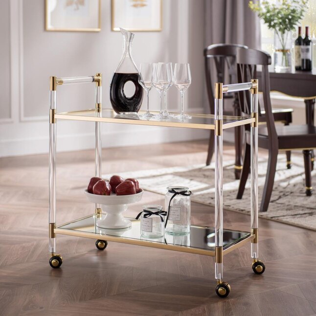 Boston Loft Furnishings Pidce 31.5-in x 32-in Silver Rectangle Cart Bar Boston Loft Furnishings Pidce 31.5-in x 32-in Silver Rectangle Cart Bar