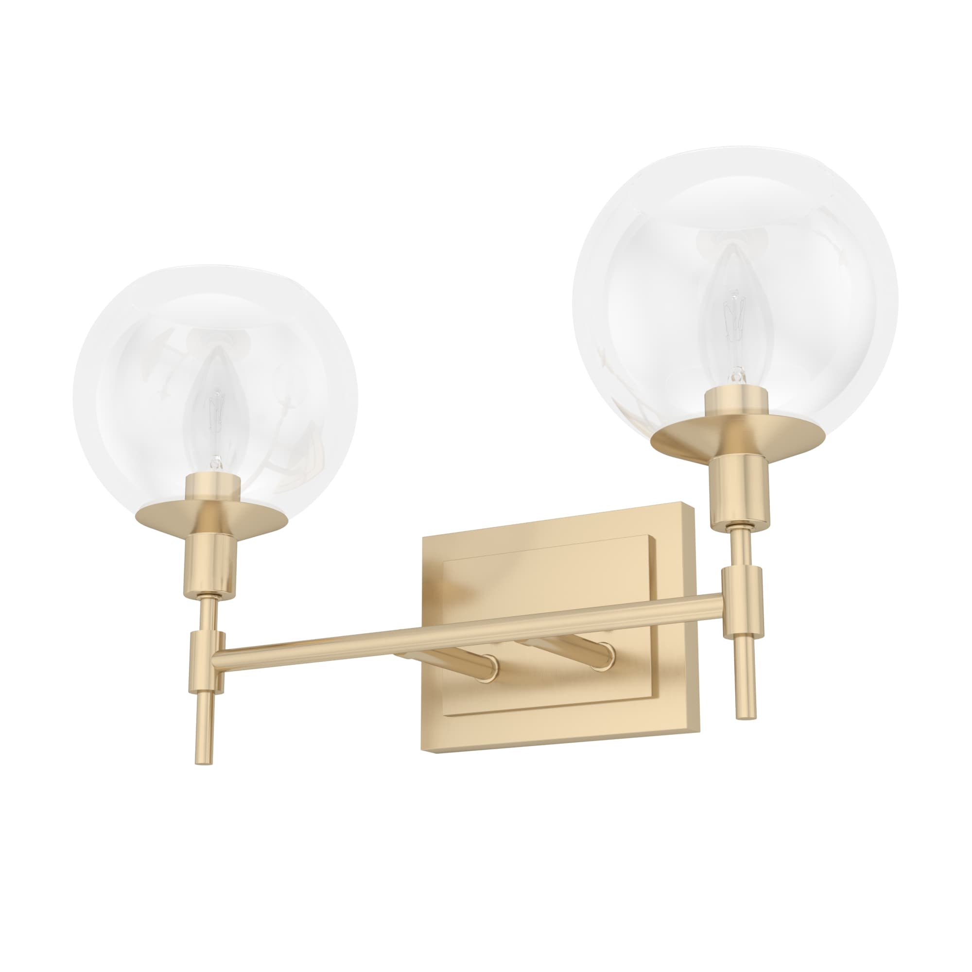 Hunter 19761 Xidane 18.25-in 2 -Light Satin Gold Mid-century Vanity light