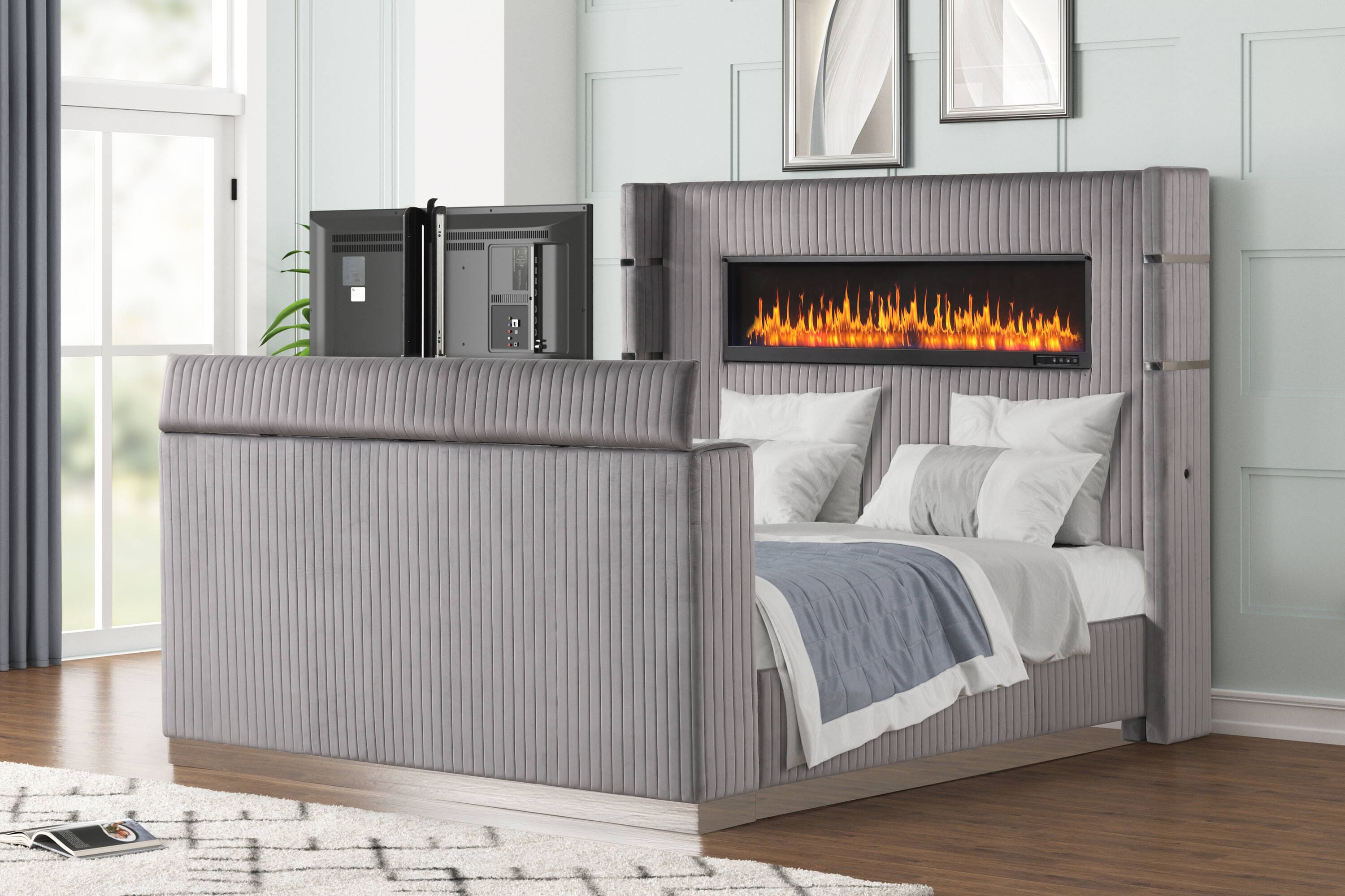 Galaxy 601955555159 Lavish Gray Queen Wood Platform Bed