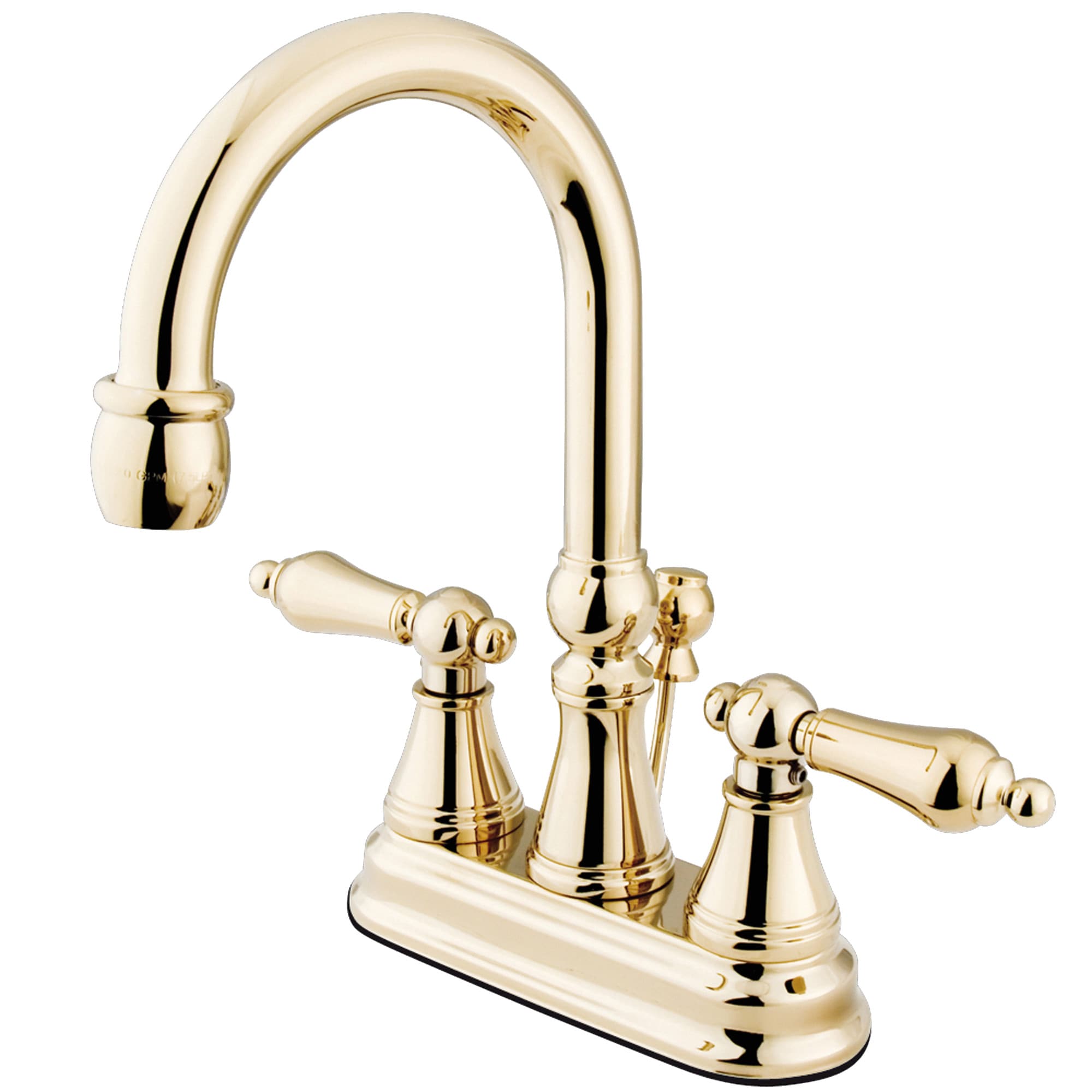 Elements of Design ES2612AL Polished brass 4-in centerset 2-handle High-arc Residential Handle Bathroom Sink Faucet with Drain