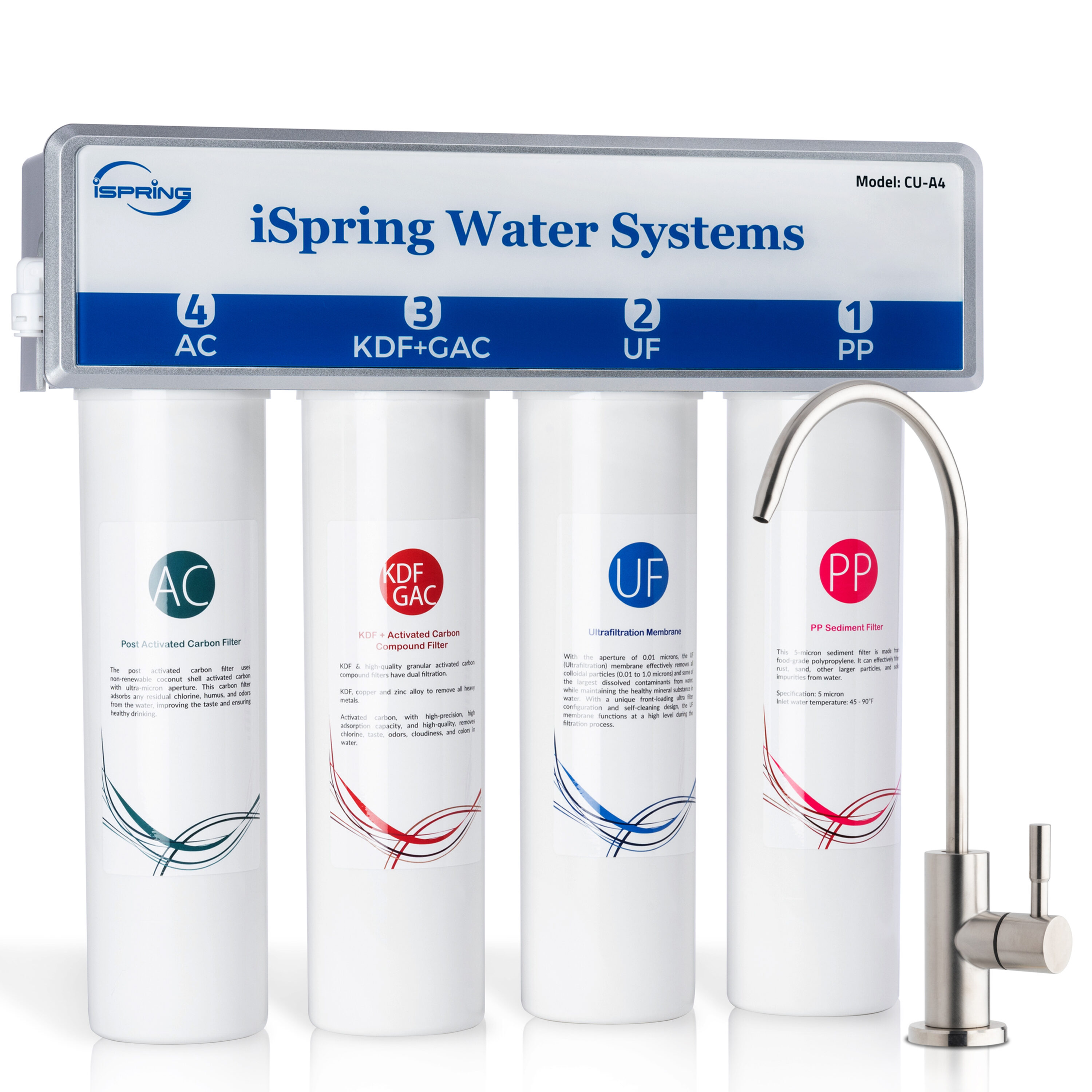 iSpring CU-A4 - 4-Stage Ultrafiltration Drinking Water System with