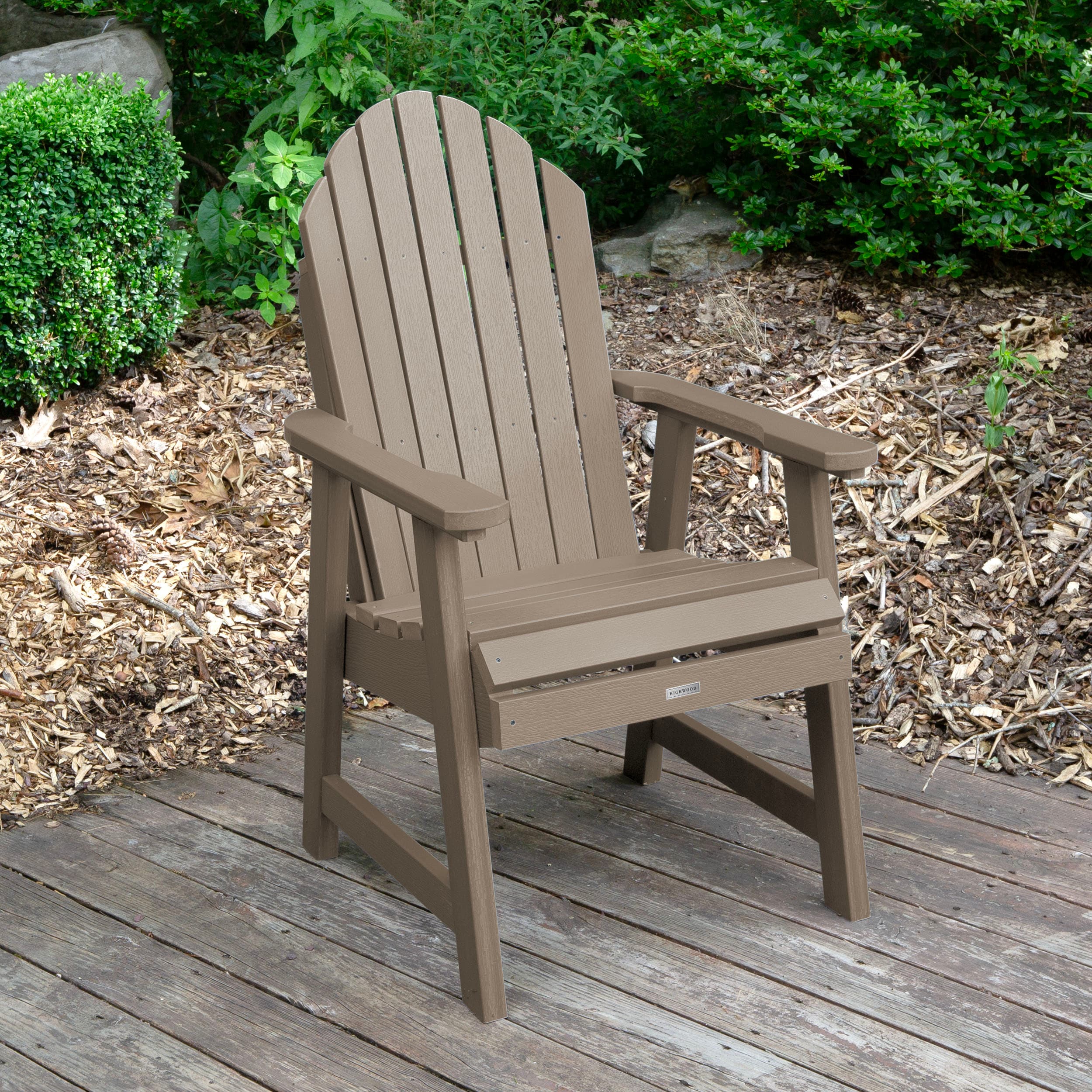 highwood AD-CHDA2-WBR The Hamilton Woodland Brown Poly-lumber Frame Stationary Conversation Chair with Slat Seat