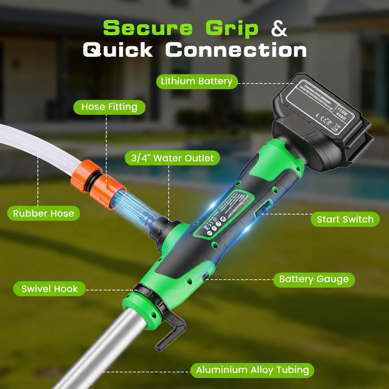LAIFUCAM Cordless Stick Water Transfer Pump Portable Electric Pump 720 ...