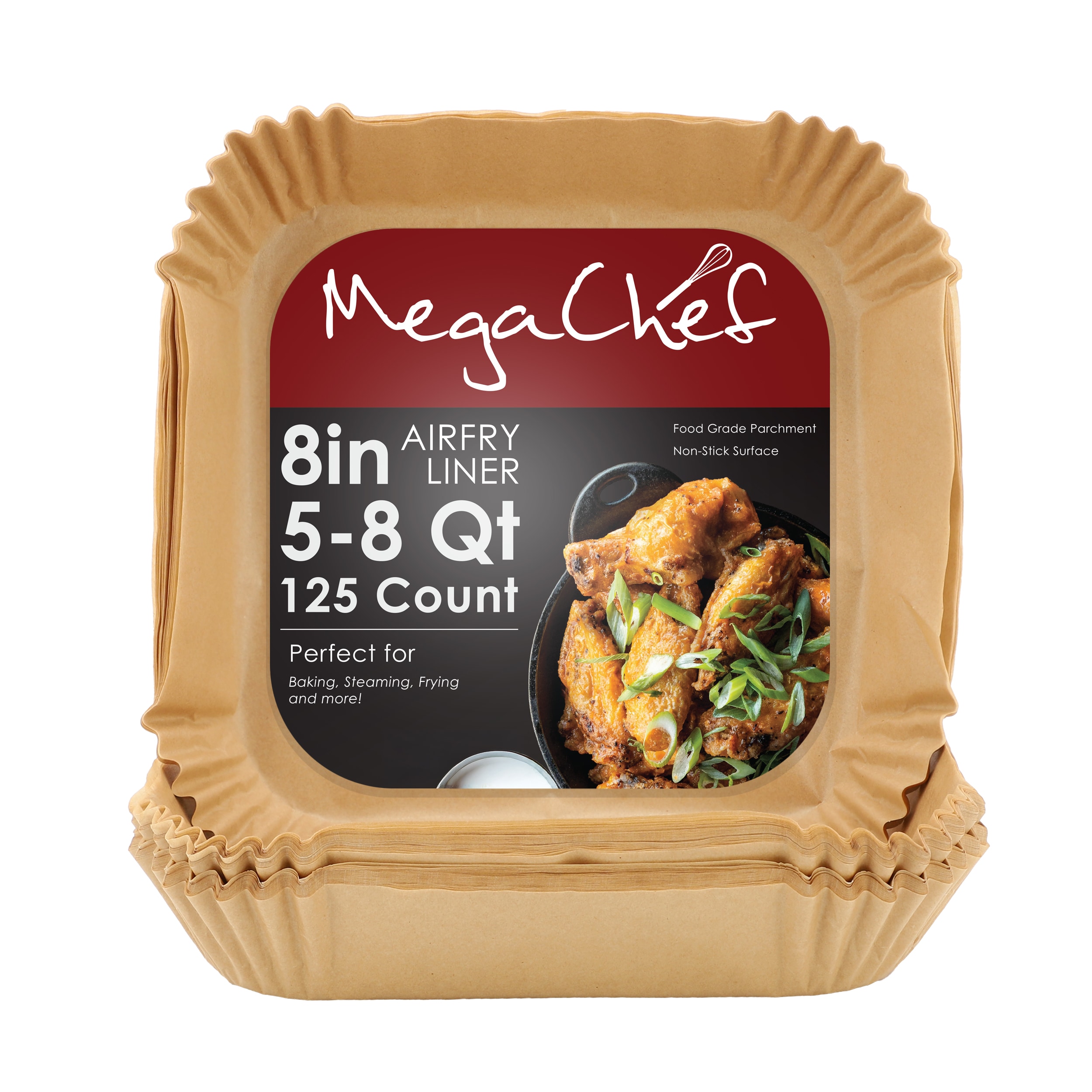 MegaChef  125 Piece 7.87 Inch Air Fryer Square Parchment Paper Liners