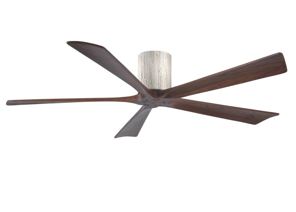 Irene-5H 60-in Barnwood Tone with Walnut Blades Indoor/Outdoor Flush Mount Ceiling Fan and Remote (5-Blade) | - Matthews Fan Company IR5H-BW-WA-60