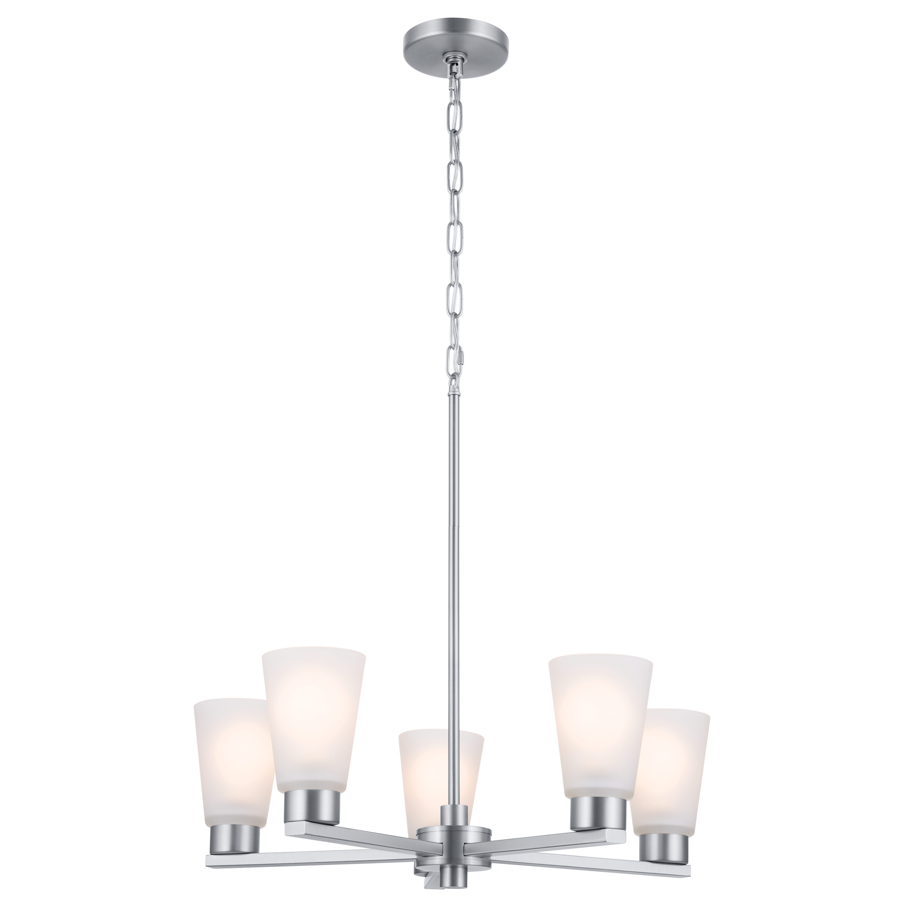 Kichler 52436NI Stamos 5 -Light Nickel Transitional For Use in Bedrooms, Dining Rooms, Foyers, Kitchens, Living Rooms Chandelier