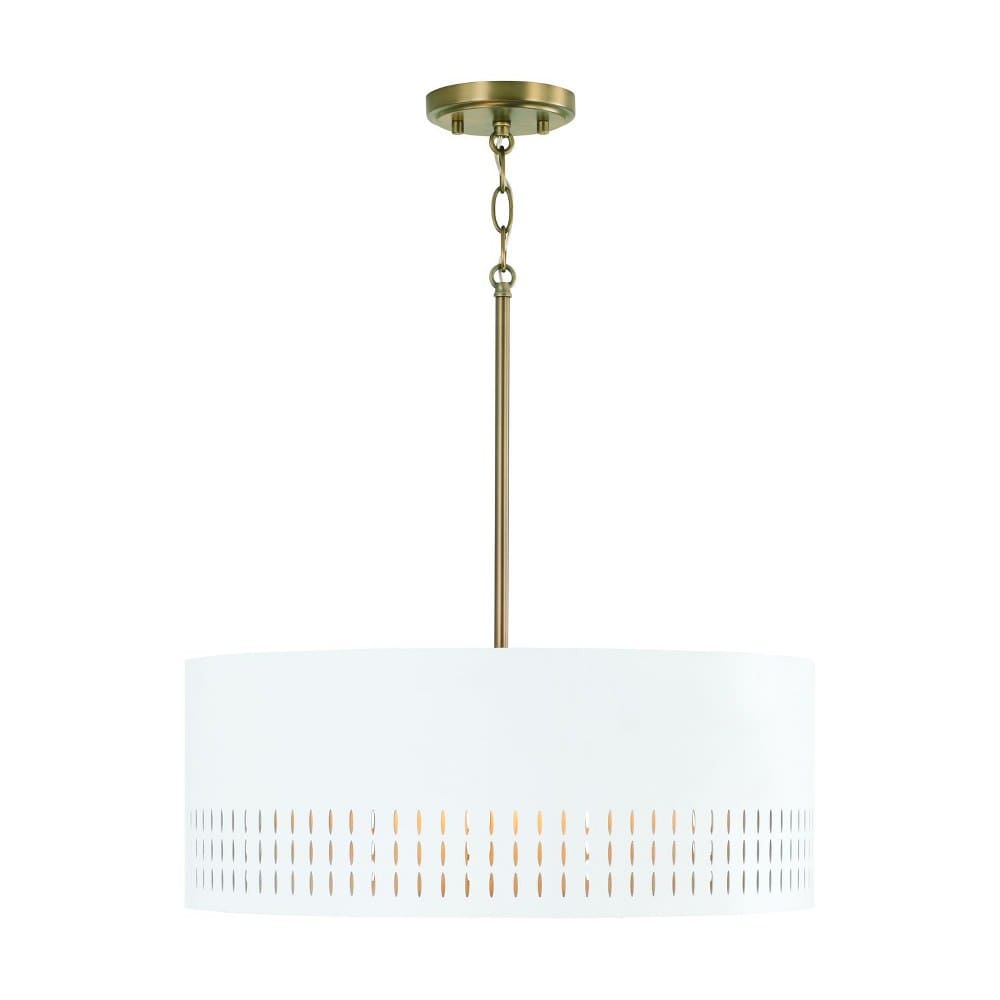 Capital Lighting Dash 3 - Light Aged Brass And White Brass Art Deco,Mid Century Modern,Minimalist,Vintage Incandescent Metal Pendant Light