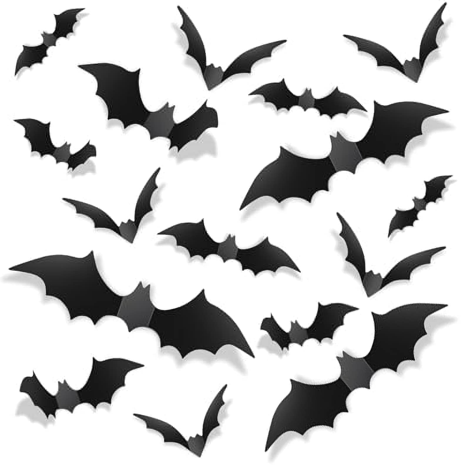 Etokfoks  140Pcs Halloween Bats Decor Realistic PVC 3D Black Scary Bat Stickers for Creepy Home Party DIY Wall Window Decal Bathroom Indoor