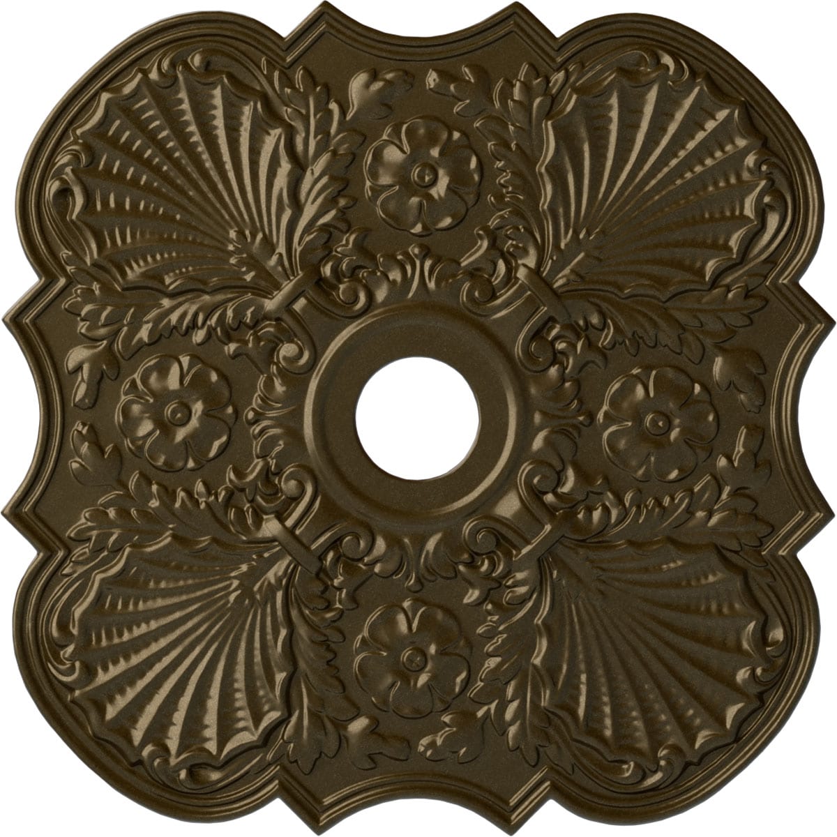 Ekena Millwork CM29FWBRS Flower 29-in W x 29-in L Painted Brass Polyurethane Whole Ceiling Medallion