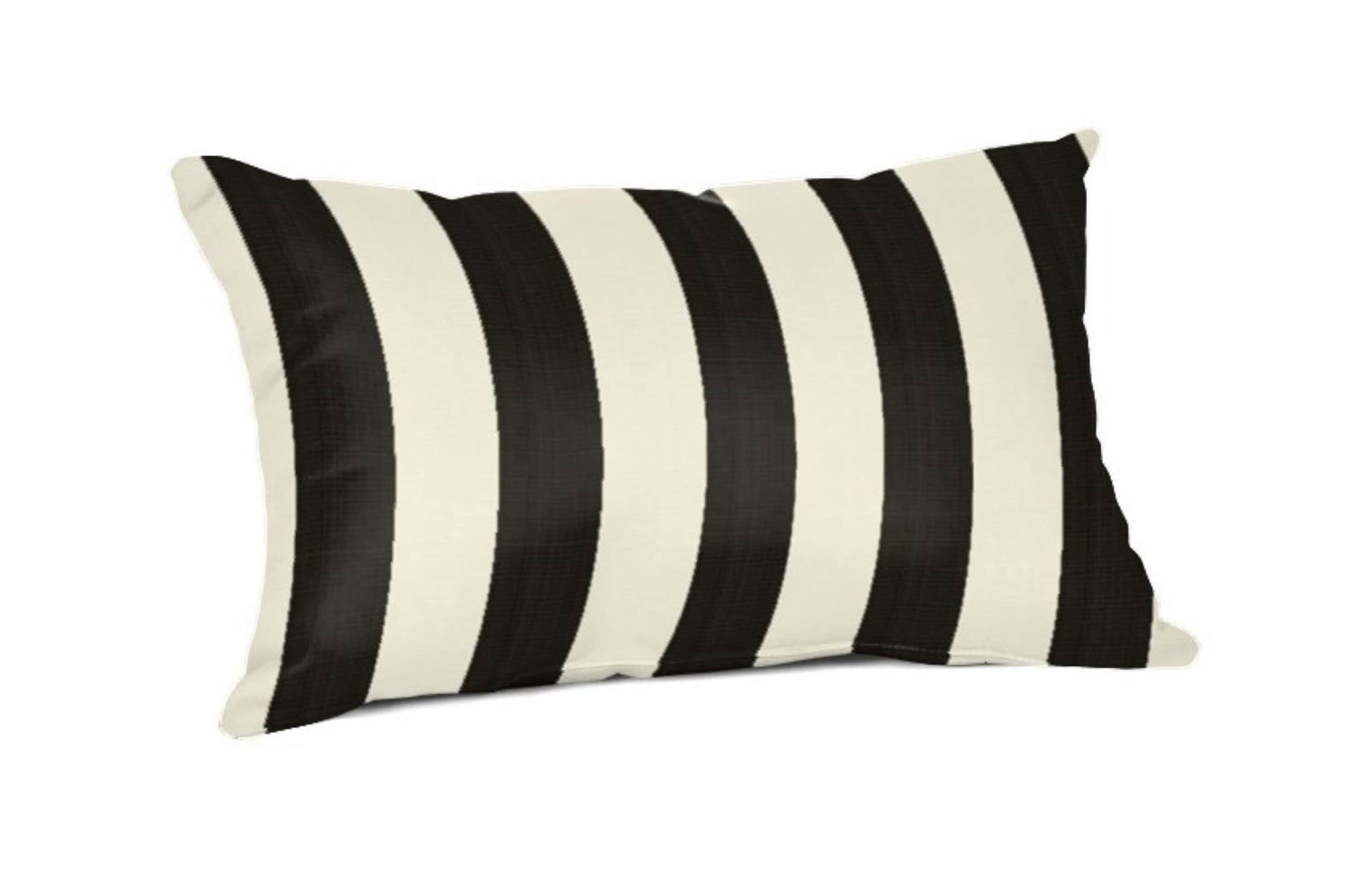 Sunbrella DS2857-3049 Pillows Striped Black Rectangular Lumbar Pillow