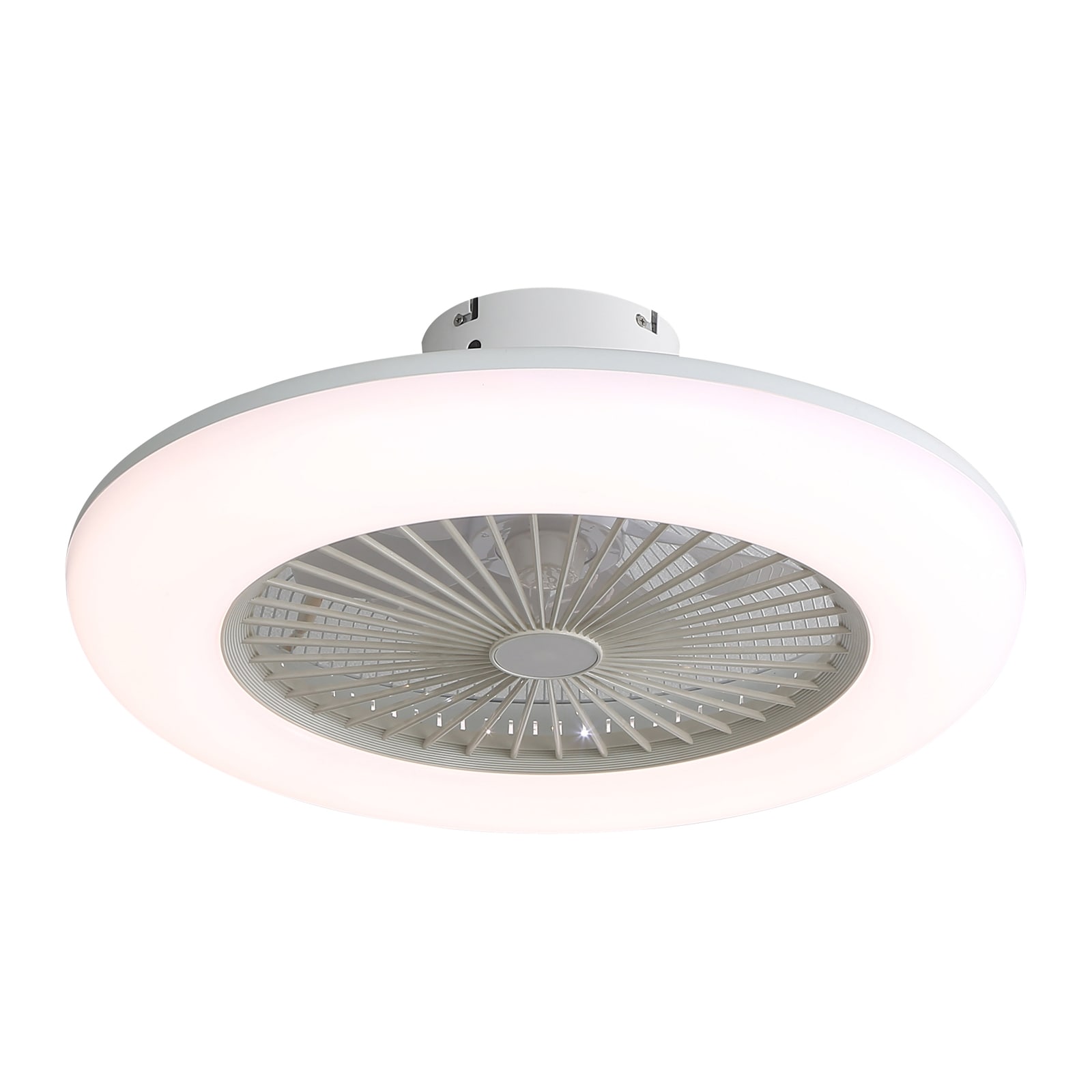 Yardreeze TWWT03 22-in Color-Changing Flush Mount White with ABS Blades Fandelier Ceiling Fan With Light - Remote Included ( 7 -Blade )