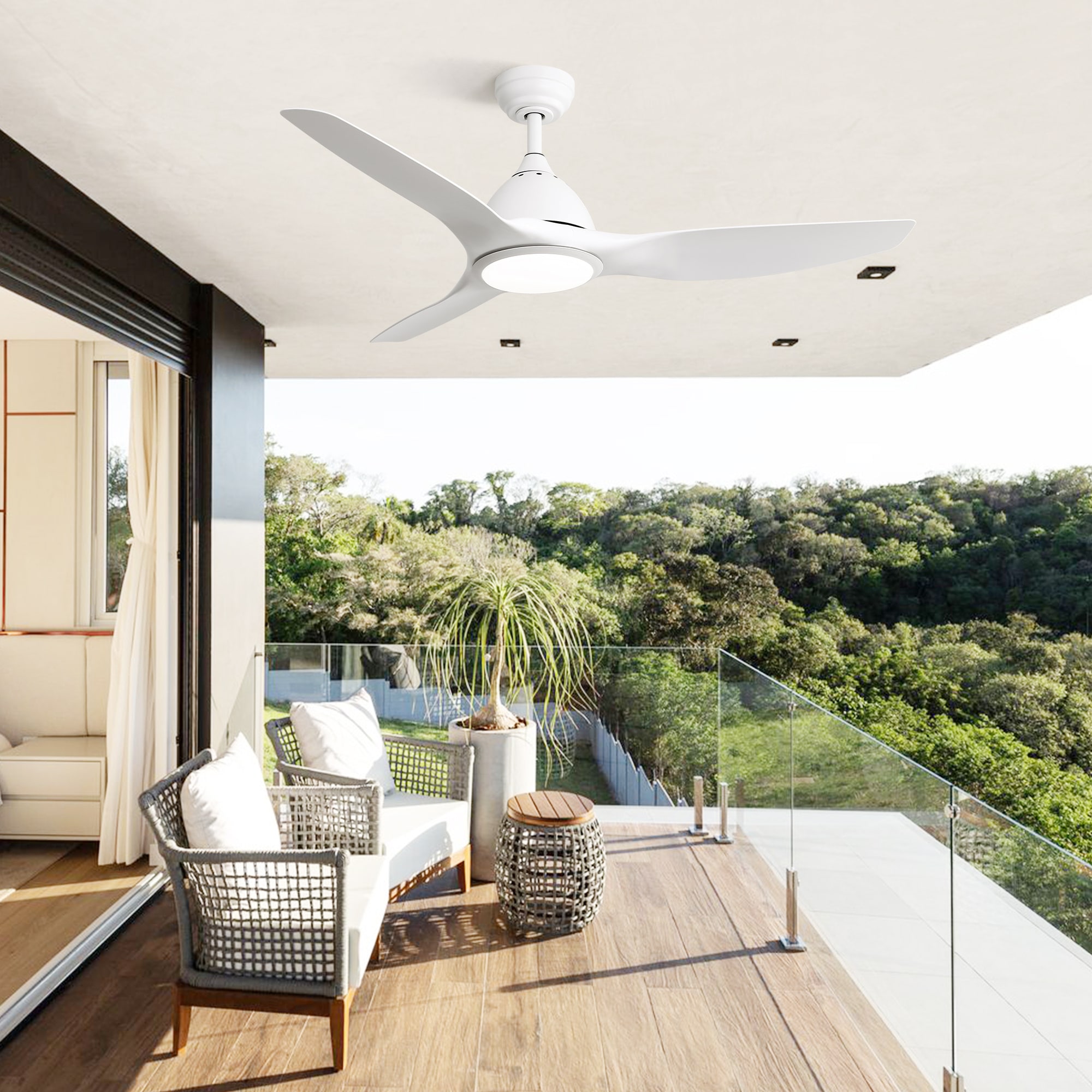 BABOOM BOM-882P195-OR 52-in Color-Changing Integrated LED White with Ceiling Fan With Light - Remote Included ( 3 -Blade )