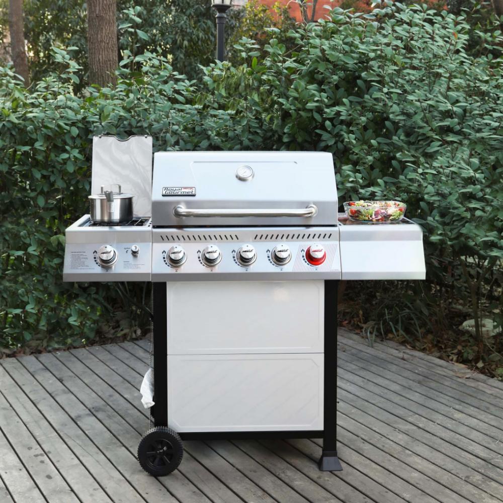 Royal Gourmet Stainless Steel 5-Burner Liquid Propane Gas Grill with 1 Side Burner