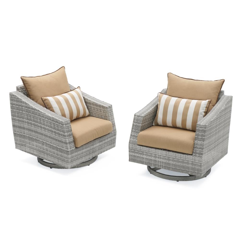 Rst Brands Cannes Set Of 2 Wicker Gray Metal Frame Swivel Conversation Chair S With Maxim Beige Sunbrella Cushioned Seat In The Patio Chairs Department At Lowes Com