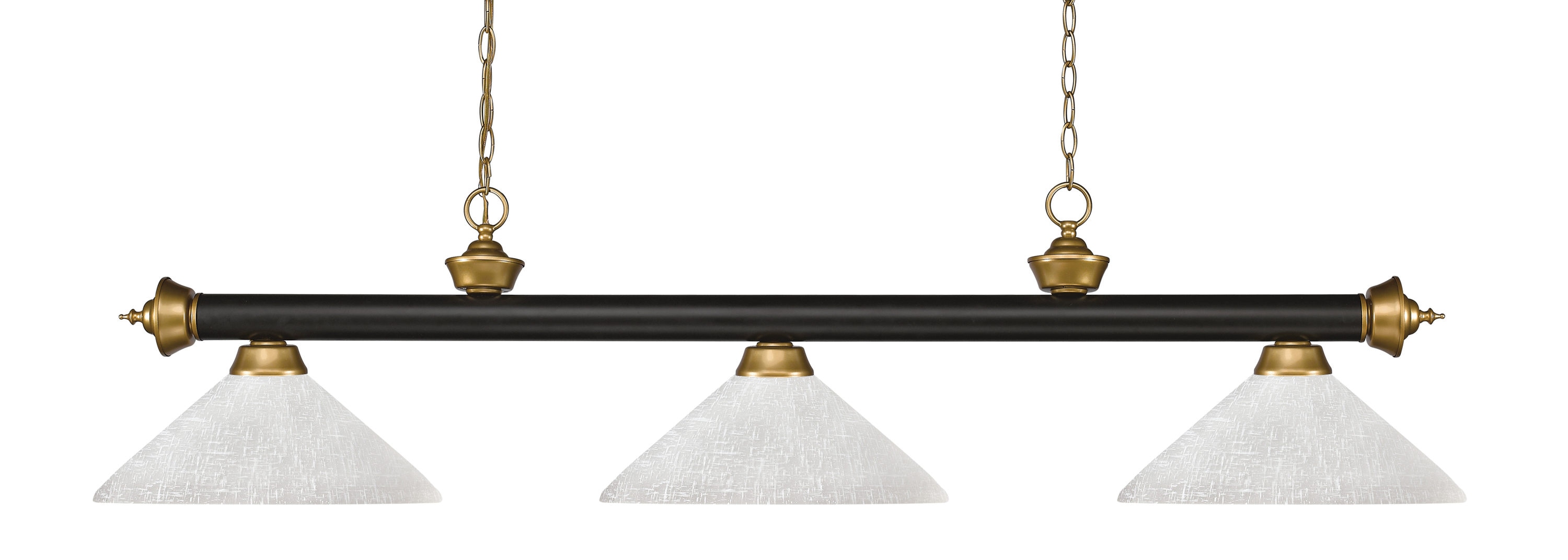 Z-Lite 200-3BRZ+SG-AWL14 Riviera Bronze + Satin Gold Incandescent Medium base (E-26) Pool Table Lighting