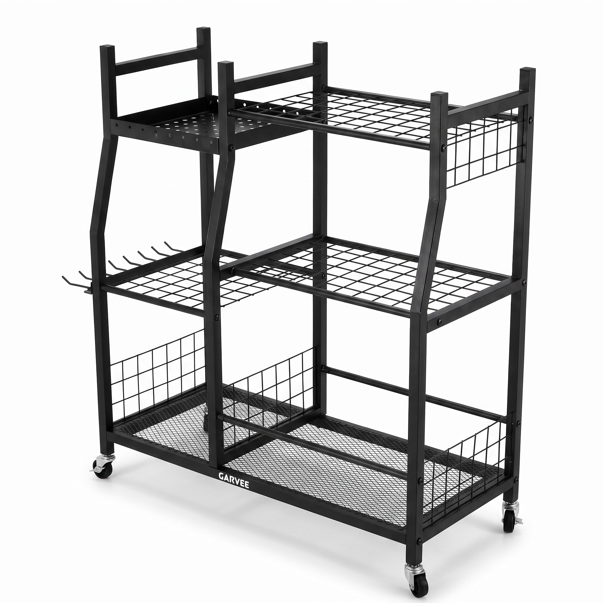 Garvee - 36 in Garden Tool Organizer with Wheels Long Handled Garage Storage Rack Carbon Steel Ga...