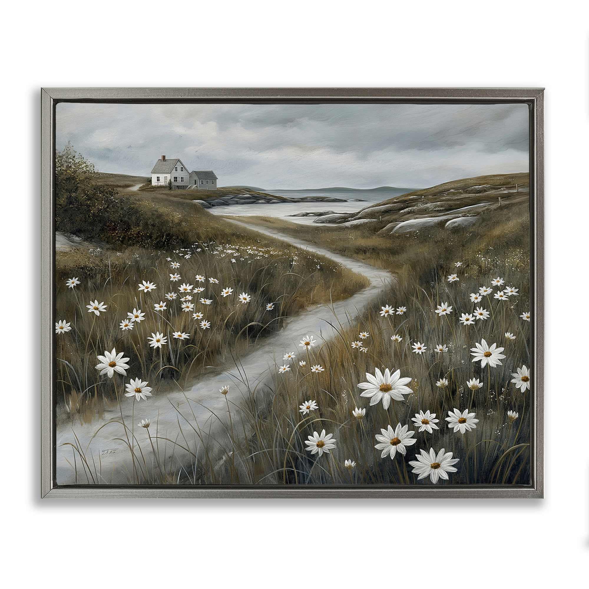 Stupell Industries BT-392-FFL-16X20 Serene Coastal Cottage Path Gray Framed Floater Canvas Wall Art By Imagine It Images 21 x 17