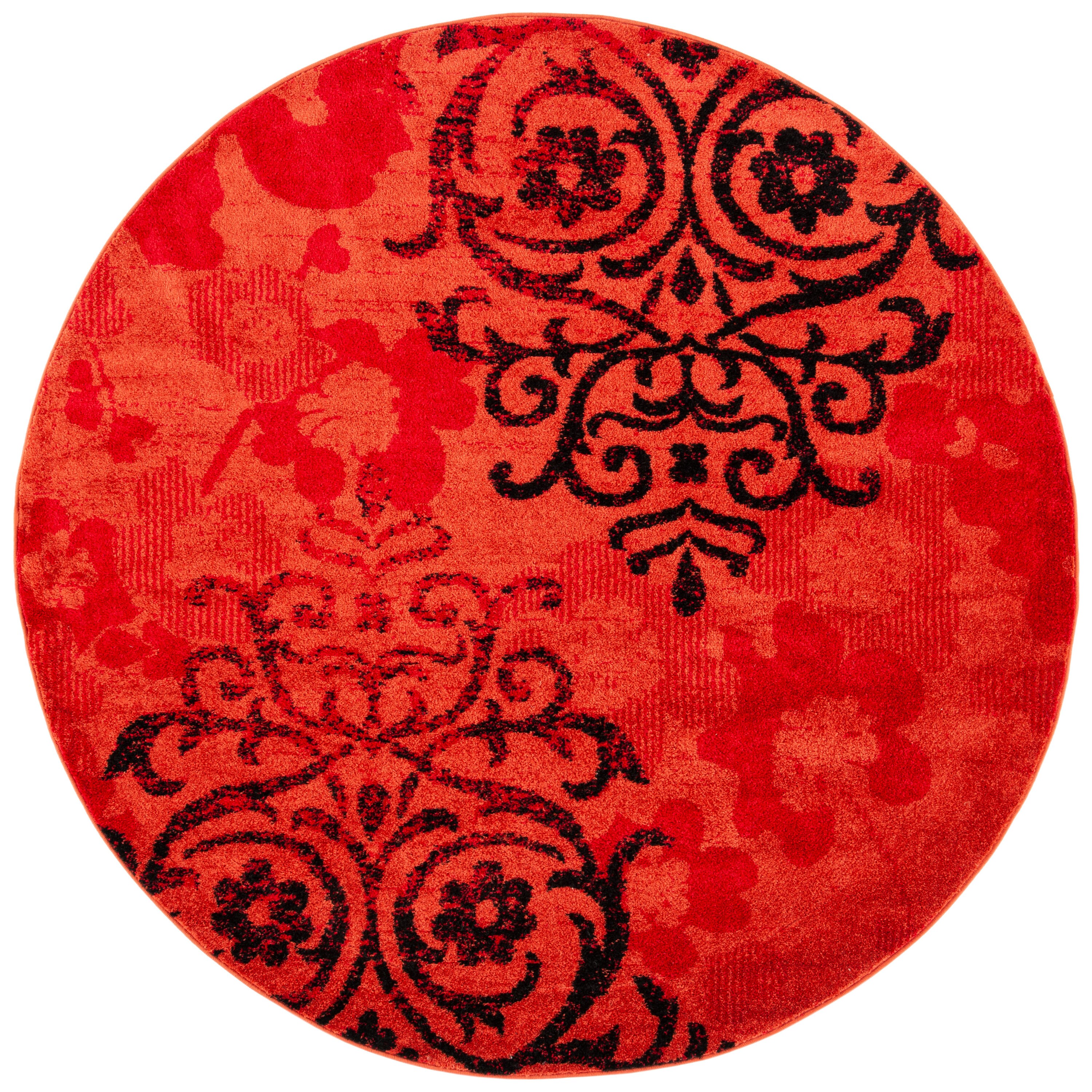 Safavieh ADR114P-7R Adirondack 7 x 7 (ft) Loomed Polypropylene Red/Black Round Indoor Floral/Botanical Bohemian/Eclectic Area rug