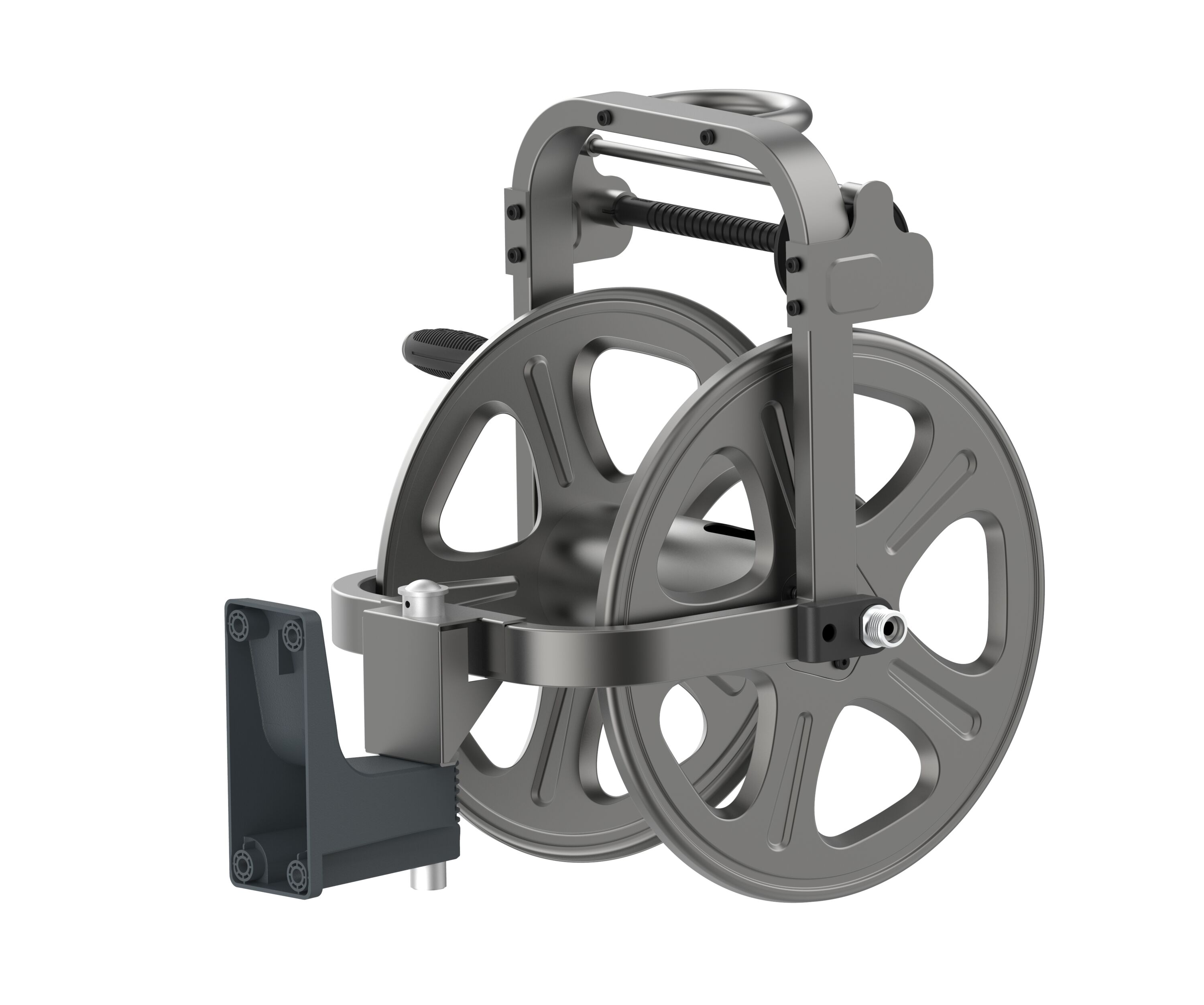 Sunneday The wall mounted hose reel will hold up to 125 ft. of