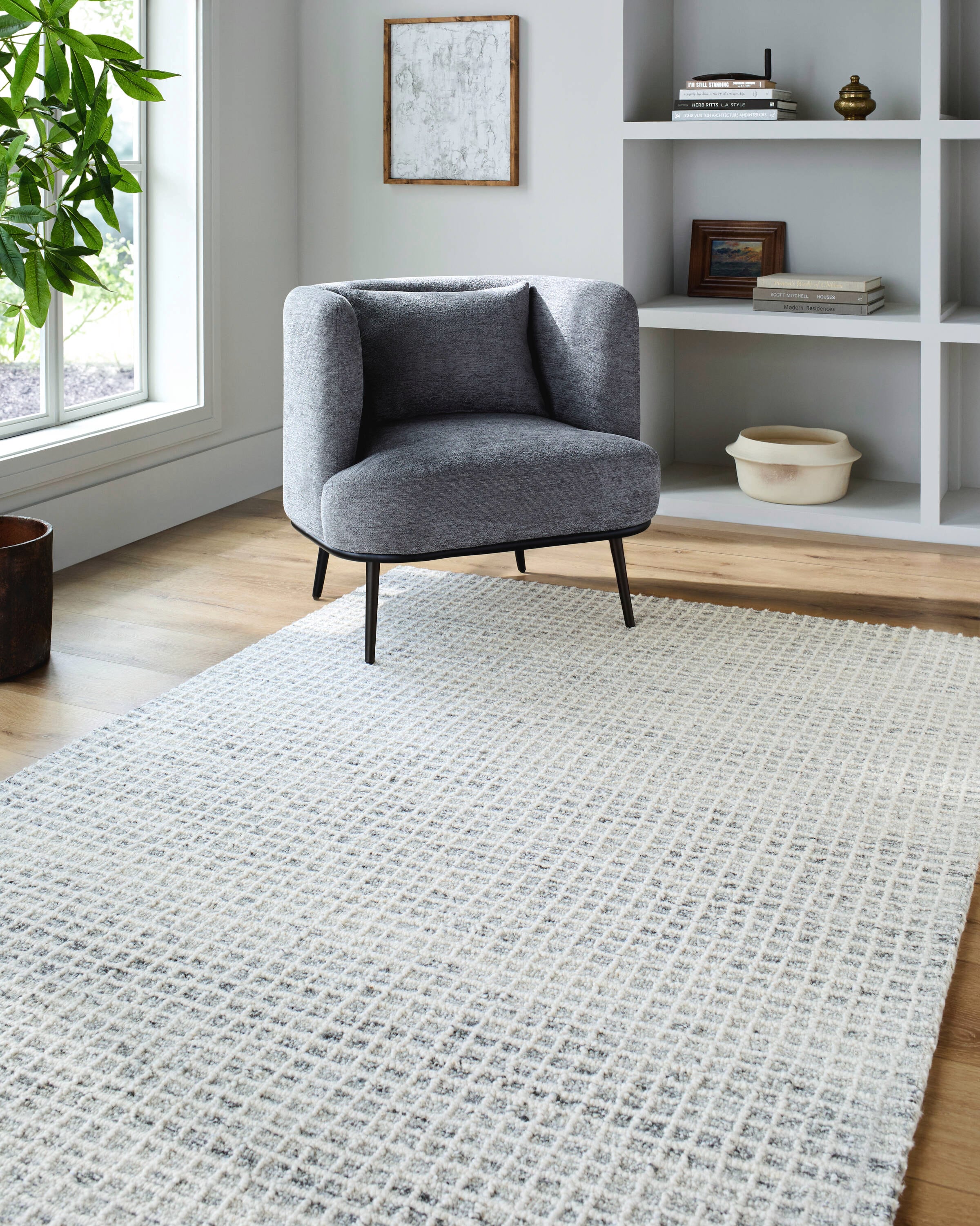 Livabliss VVAN2300-46 Vivir Andreas 4 x 6 (ft) Tufted Wool Light Gray Rectangular Indoor/Outdoor Stripe Moroccan Area rug