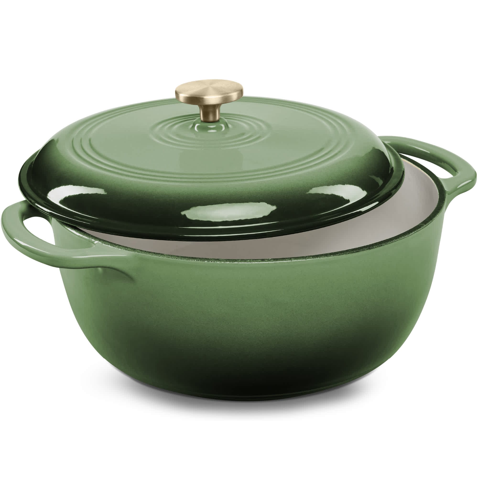 Best Choice Products SKY9220 6 Quart Cast-Iron Dutch Oven Heavy-Duty Kitchenware w/ Enamel Side Handles - Deep Olive Green