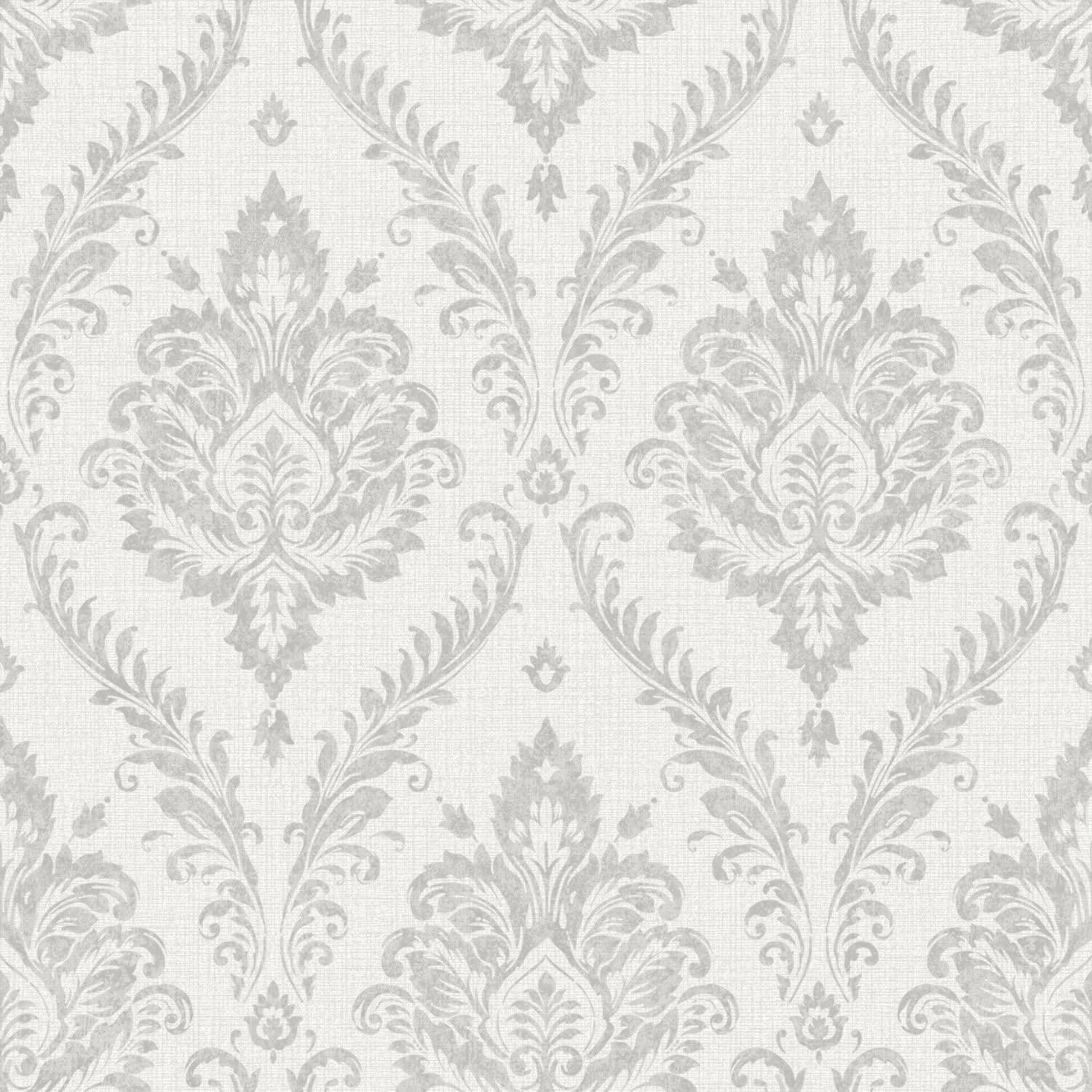 Grandeco MN3206 56-sq ft Gray Vinyl Textured Damask Unpasted Wallpaper