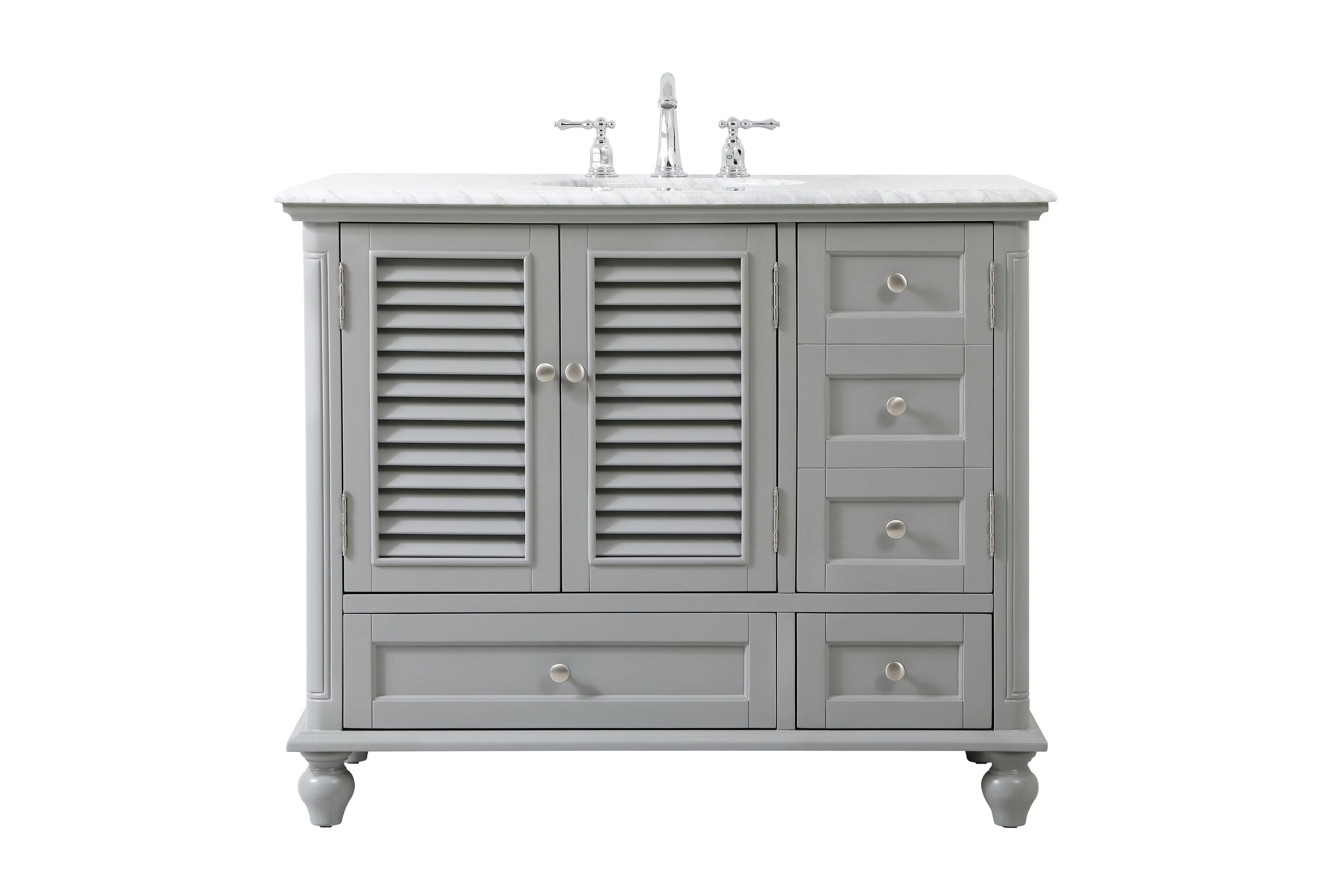Elegant Decor HF91626GR Home Furnishing 42-in Grey Undermount Single sink Bathroom Vanity with Carrara White Marble Top