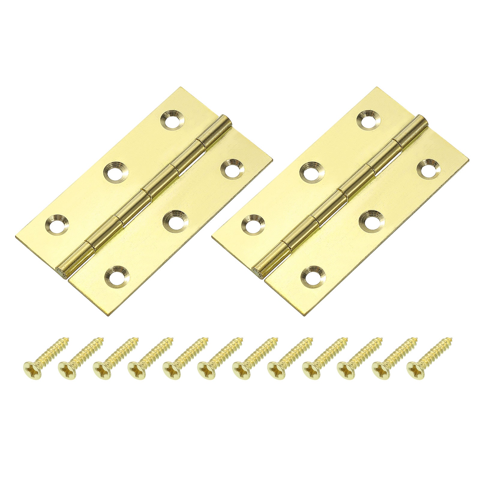 Unique Bargains - 2 pcs Folding Butt Hinges 3 Inch Brass Small Door Hinges Butt Cabinet Hinges Fo...