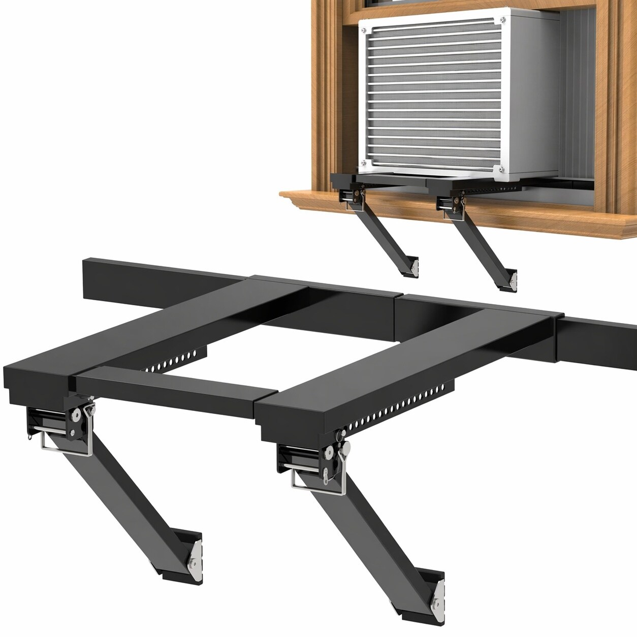 Adrinfly  Window Air Conditioner Support Bracket No Drill Adjustable Up to 18 9in Heavy Duty Holds 250lbs Fits Single or Double Hung Windows Non