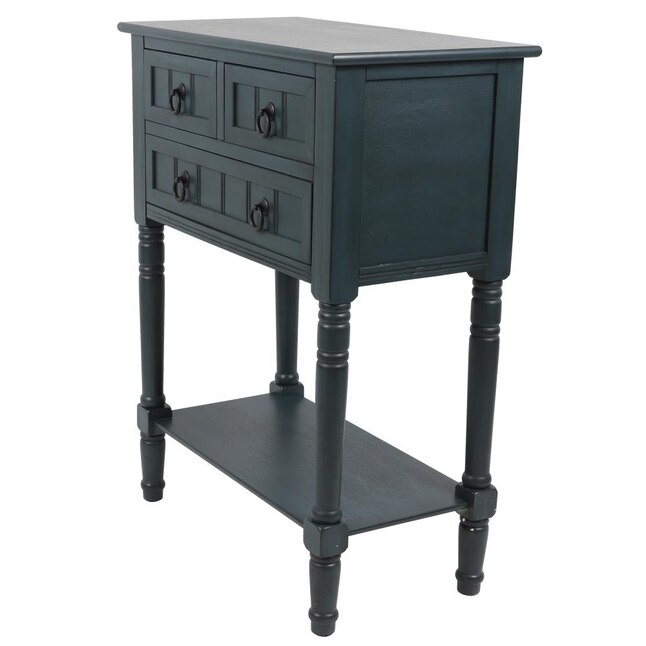 Decor Therapy Casual Navy Console Table, Navy Console Table With Drawers
