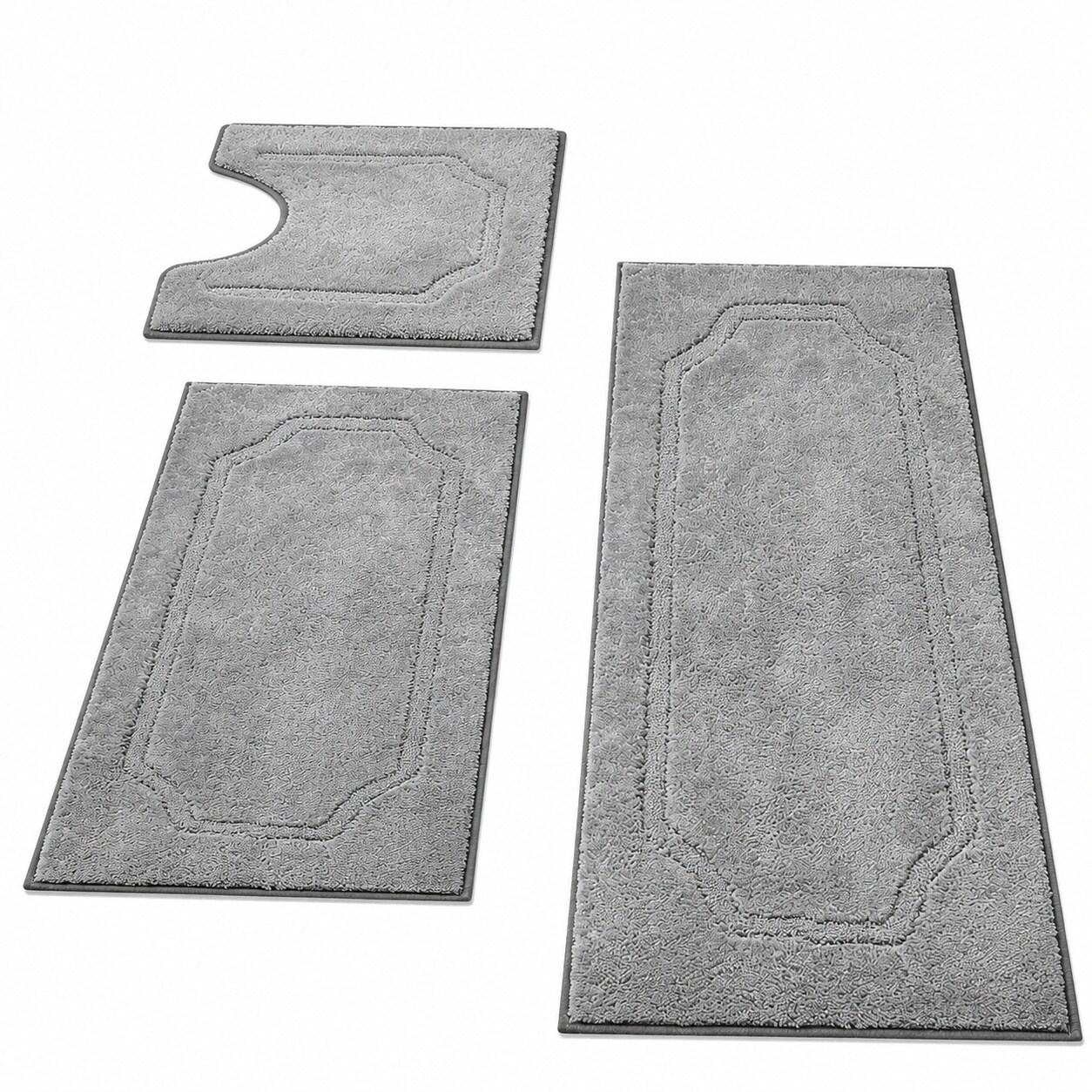 WZK 3 Piece Non Slip Washable Bathroom Rug Set Absorbent Microfiber Shag Floor Mats