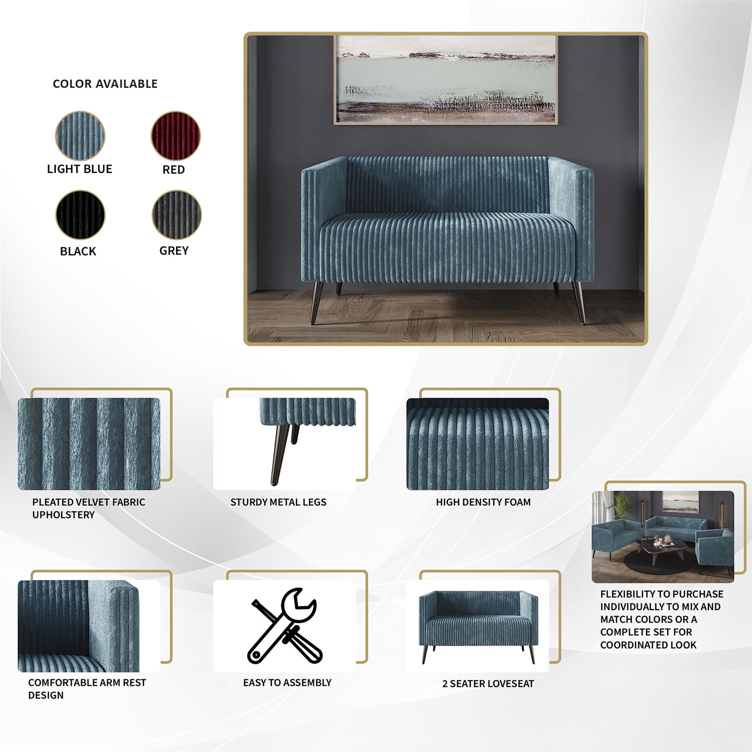CasePiece C372LS-RD-VV Sofas-Loveseats - View #9