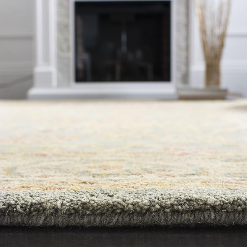 Handmade Blue Wool Tufted Round Area Rug, 6' x 6'