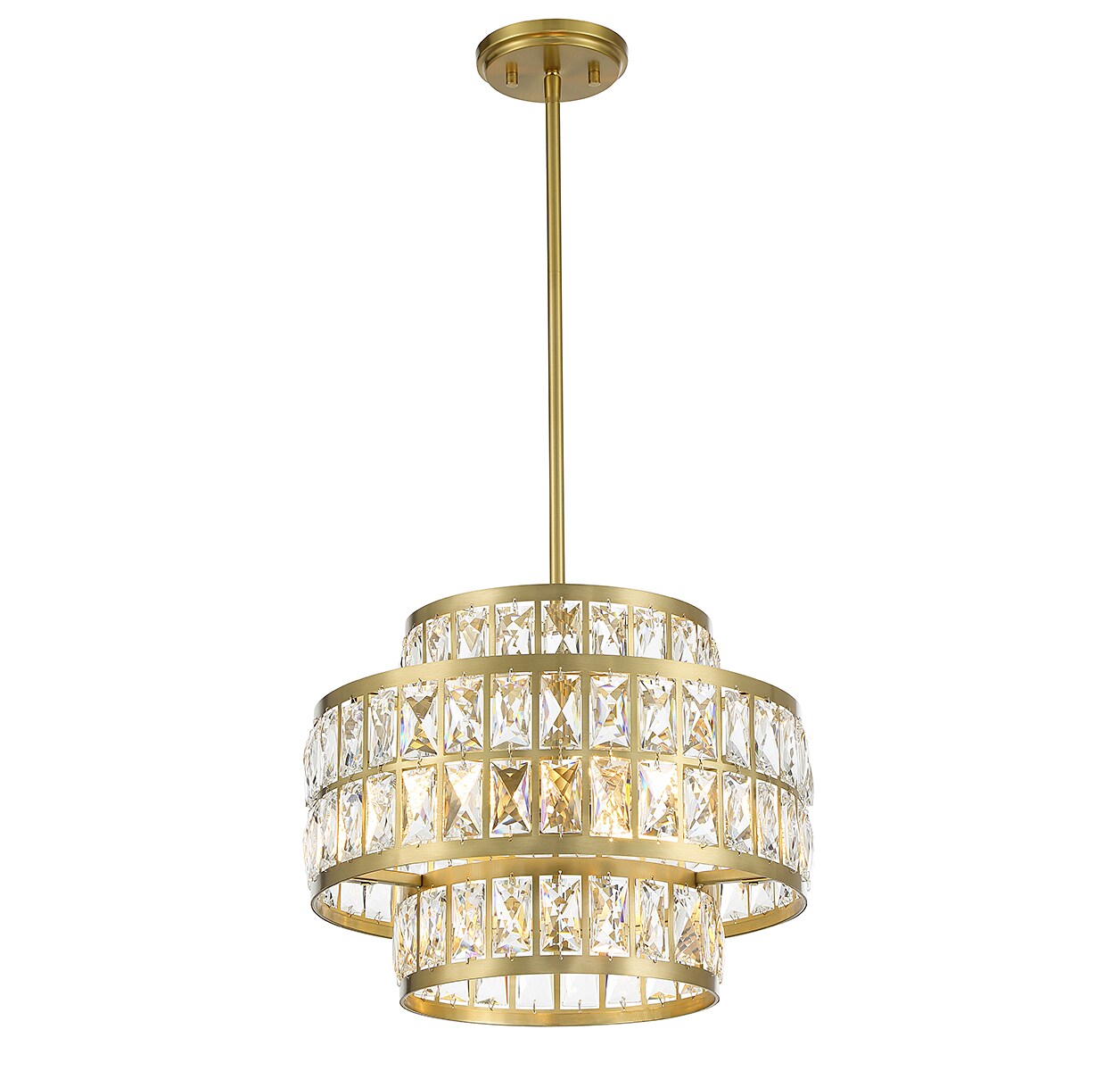 Renzo Warm Brass 3-Light Crystal Drum Pendant